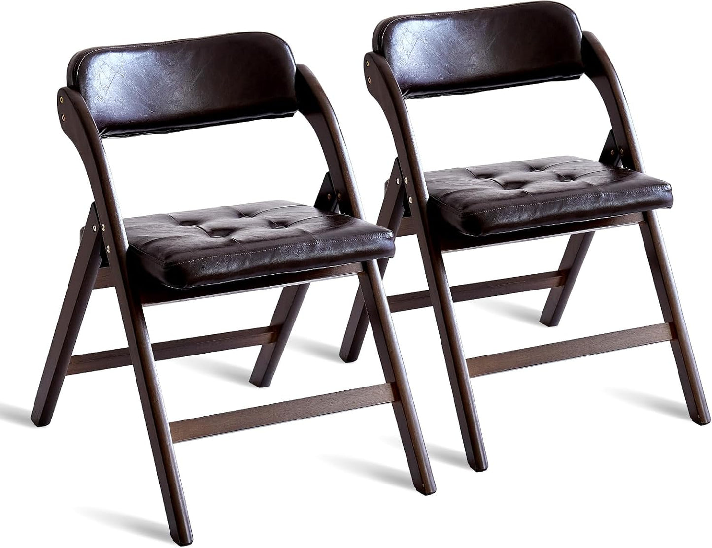 Wooden Folding Chairs Set of 2, Folding Chairs with Padded Seats, 31" Stackable Folding Dining Chairs, Folding Extra Chair for Banquet Room, Bedroom, Party Chairs, Blackgreen