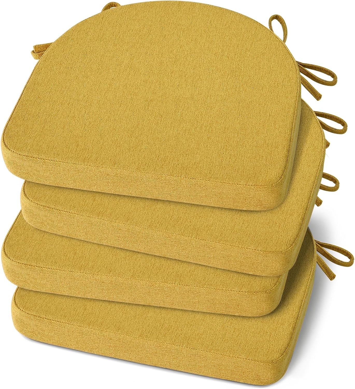 Shinnwa Kitchen Chair Cushions Set of 4, Non-Slip Dining Chair Cushions with Ties and Machine Washable Cover, 4 Pack, 17 x 16.5 x 2in, Off White