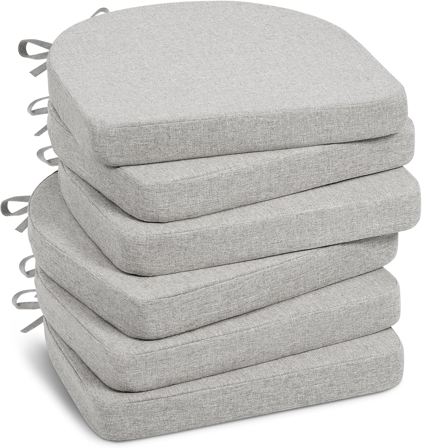 Shinnwa Kitchen Chair Cushions Set of 4, Non-Slip Dining Chair Cushions with Ties and Machine Washable Cover, 4 Pack, 17 x 16.5 x 2in, Off White