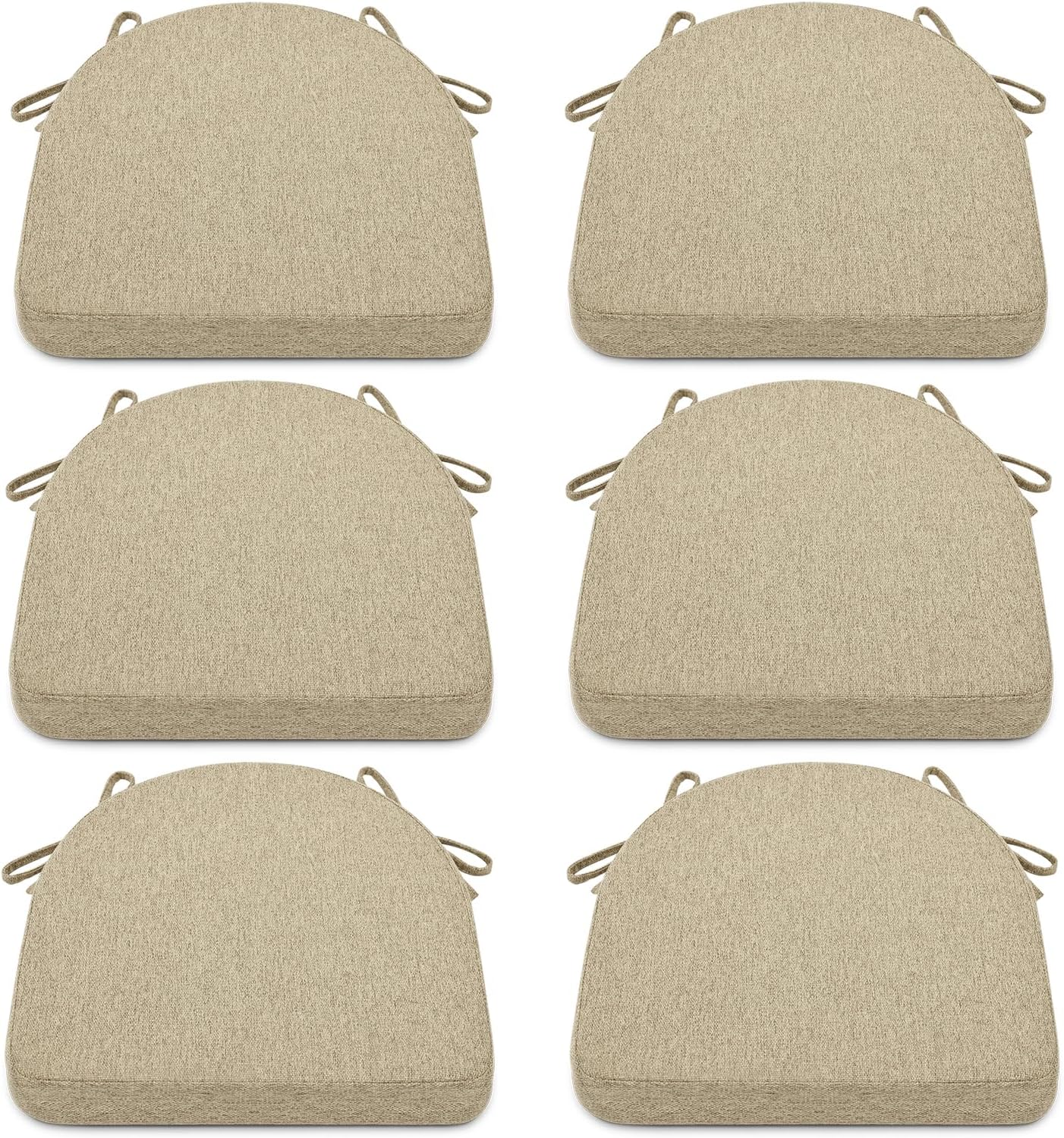 Shinnwa Kitchen Chair Cushions Set of 4, Non-Slip Dining Chair Cushions with Ties and Machine Washable Cover, 4 Pack, 17 x 16.5 x 2in, Off White