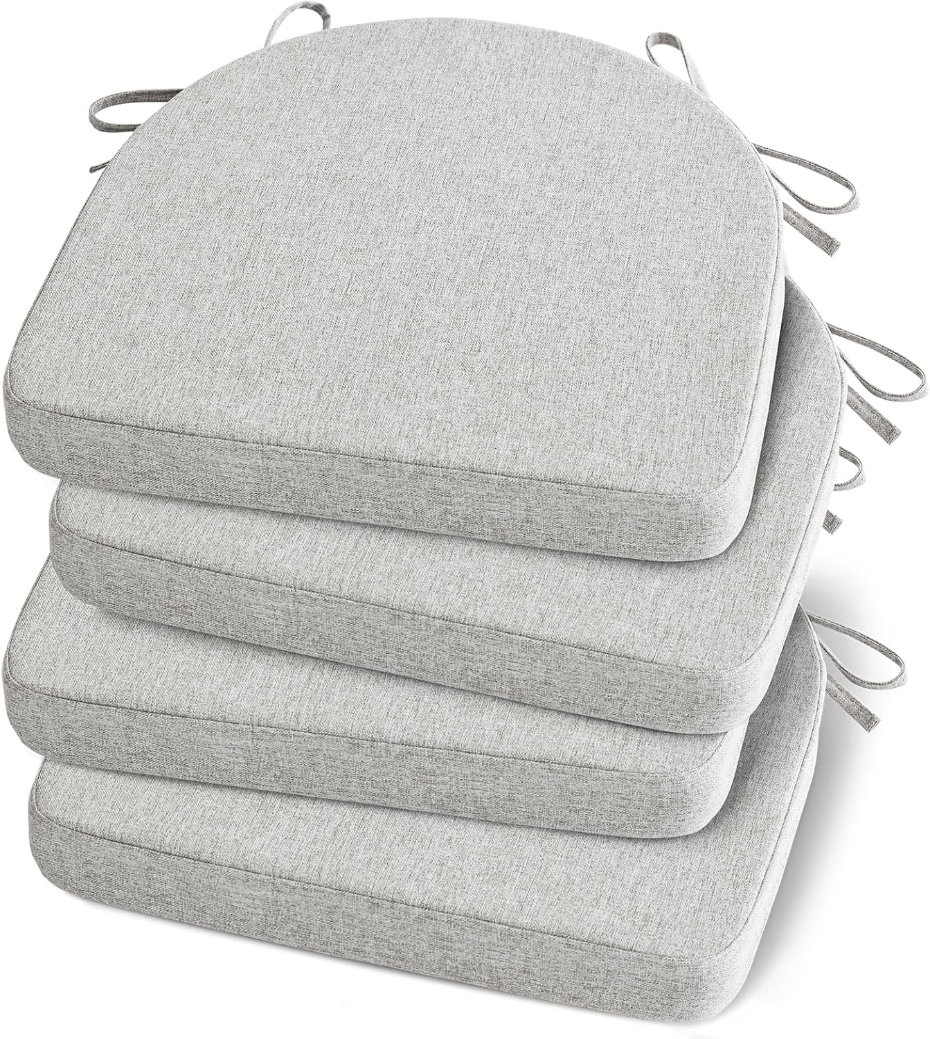 Shinnwa Kitchen Chair Cushions Set of 4, Non-Slip Dining Chair Cushions with Ties and Machine Washable Cover, 4 Pack, 17 x 16.5 x 2in, Off White