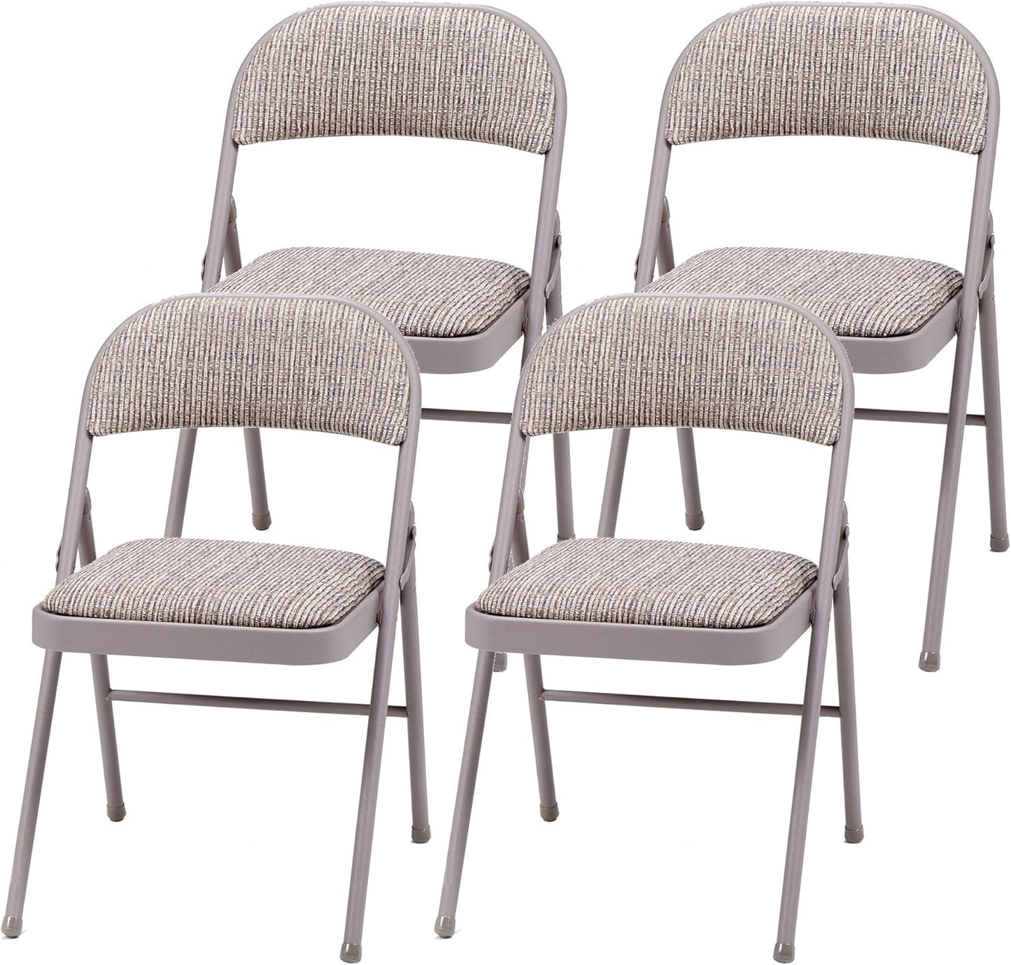 MECO Sudden Comfort Deluxe Portable Metal Fabric Padded Folding Chair for Home, Outdoor, and Office Use with Contoured Backrest, Gray (12 Pack)