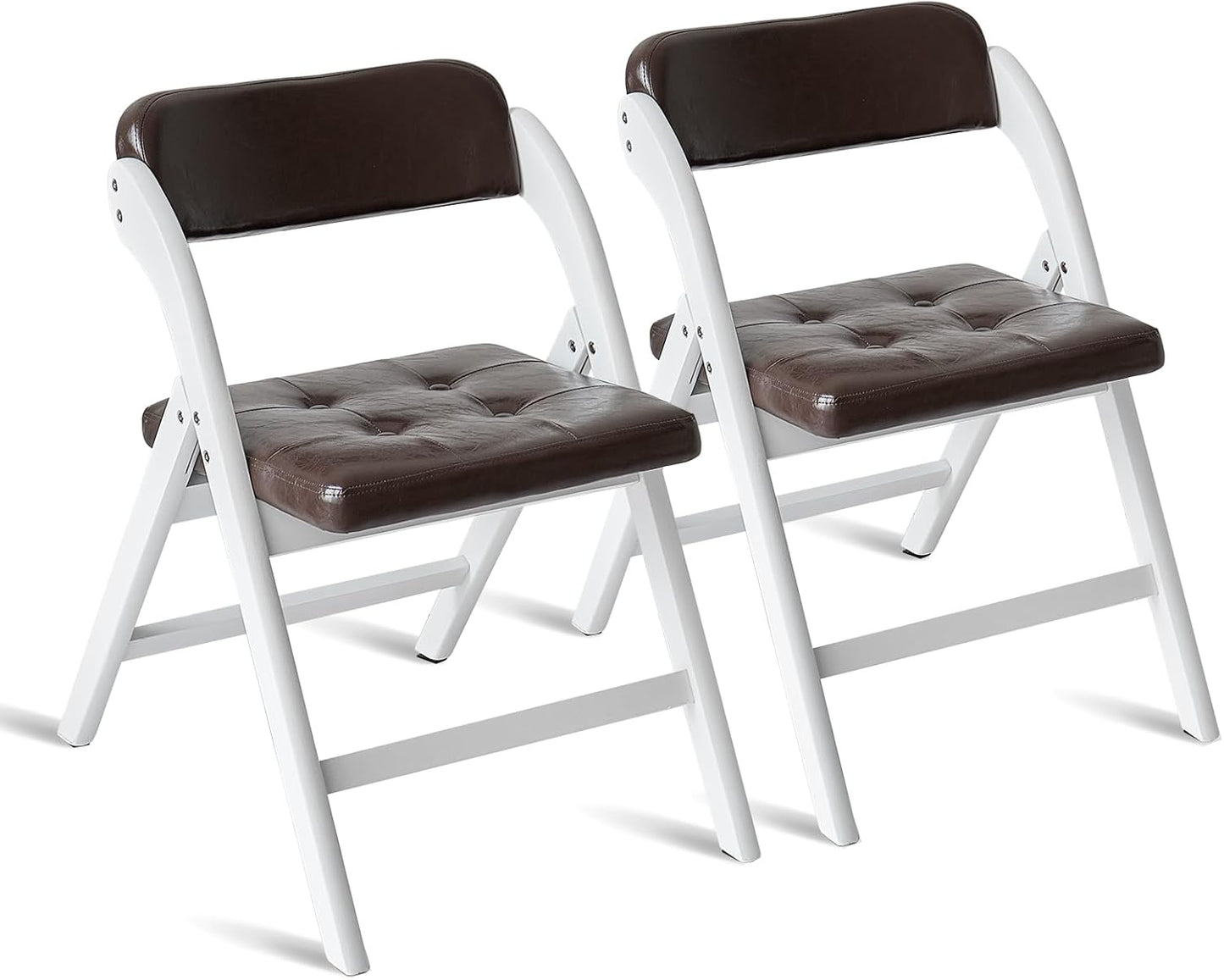 Wooden Folding Chairs Set of 2, Folding Chairs with Padded Seats, 31" Stackable Folding Dining Chairs, Folding Extra Chair for Banquet Room, Bedroom, Party Chairs, Blackgreen