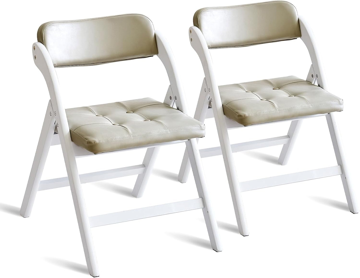 Wooden Folding Chairs Set of 2, Folding Chairs with Padded Seats, 31" Stackable Folding Dining Chairs, Folding Extra Chair for Banquet Room, Bedroom, Party Chairs, Blackgreen