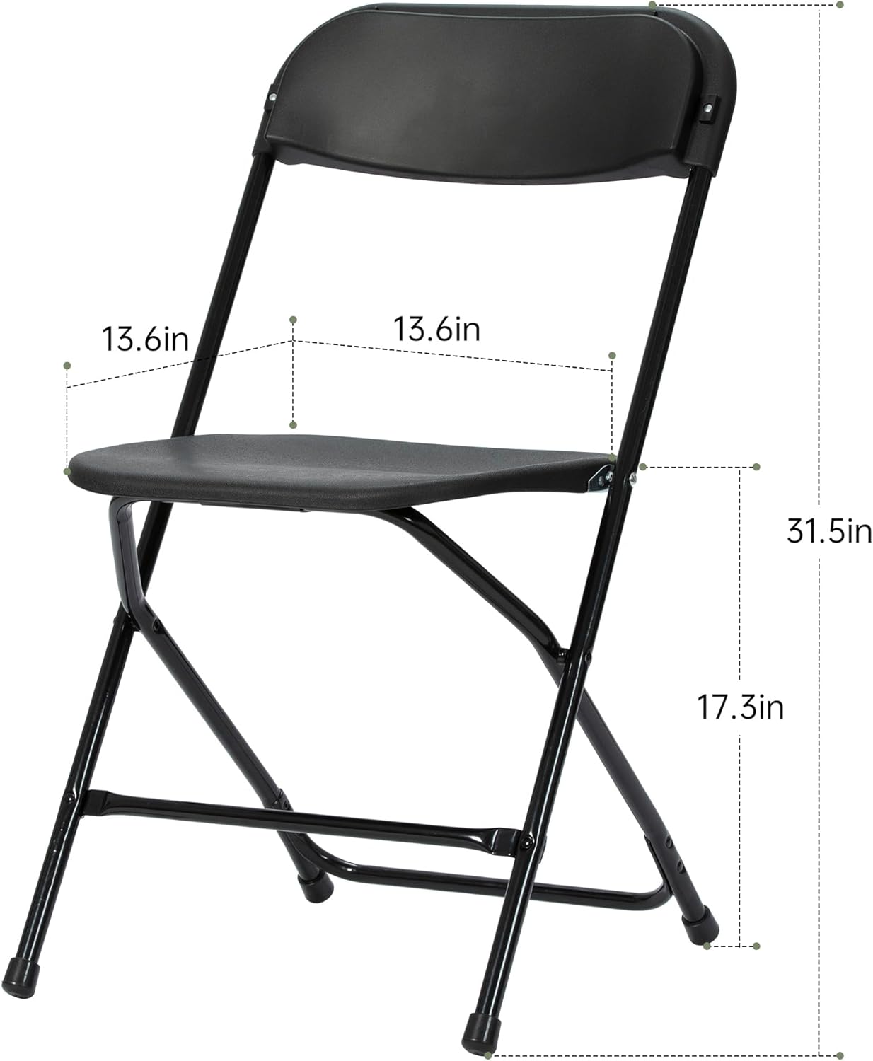 Real Relax 10 Pack Plastic Folding Chair, Lightweight Foldable Chair 350 LB Weight Capacity Commercial Chairs for Office Wedding Party Dinning Events Black