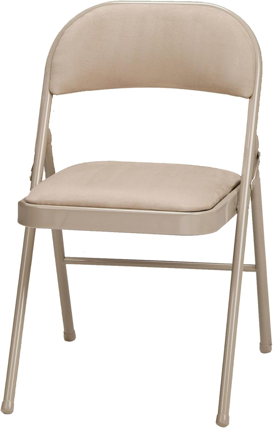 MECO 4 Pack Padded Folding Chairs, Cushioned Sand Fabric Foldable Chair, Buff