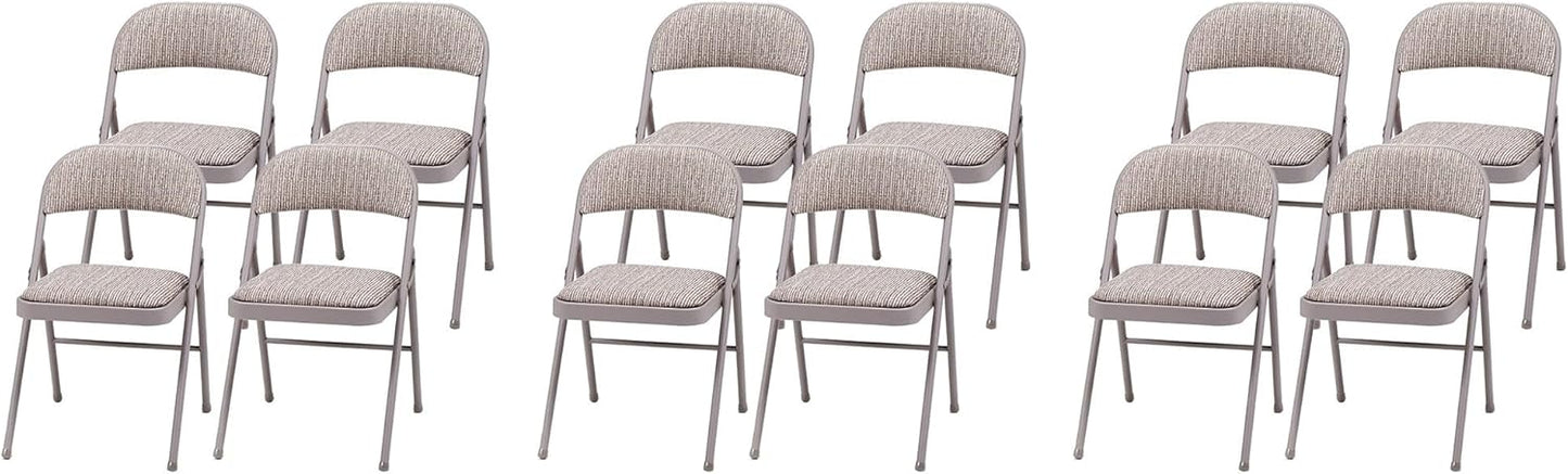 MECO Sudden Comfort Deluxe Portable Metal Fabric Padded Folding Chair for Home, Outdoor, and Office Use with Contoured Backrest, Gray (12 Pack)