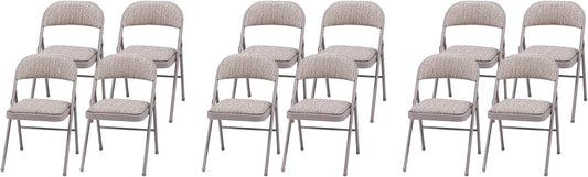 MECO Sudden Comfort Deluxe Portable Metal Fabric Padded Folding Chair for Home, Outdoor, and Office Use with Contoured Backrest, Gray (12 Pack)