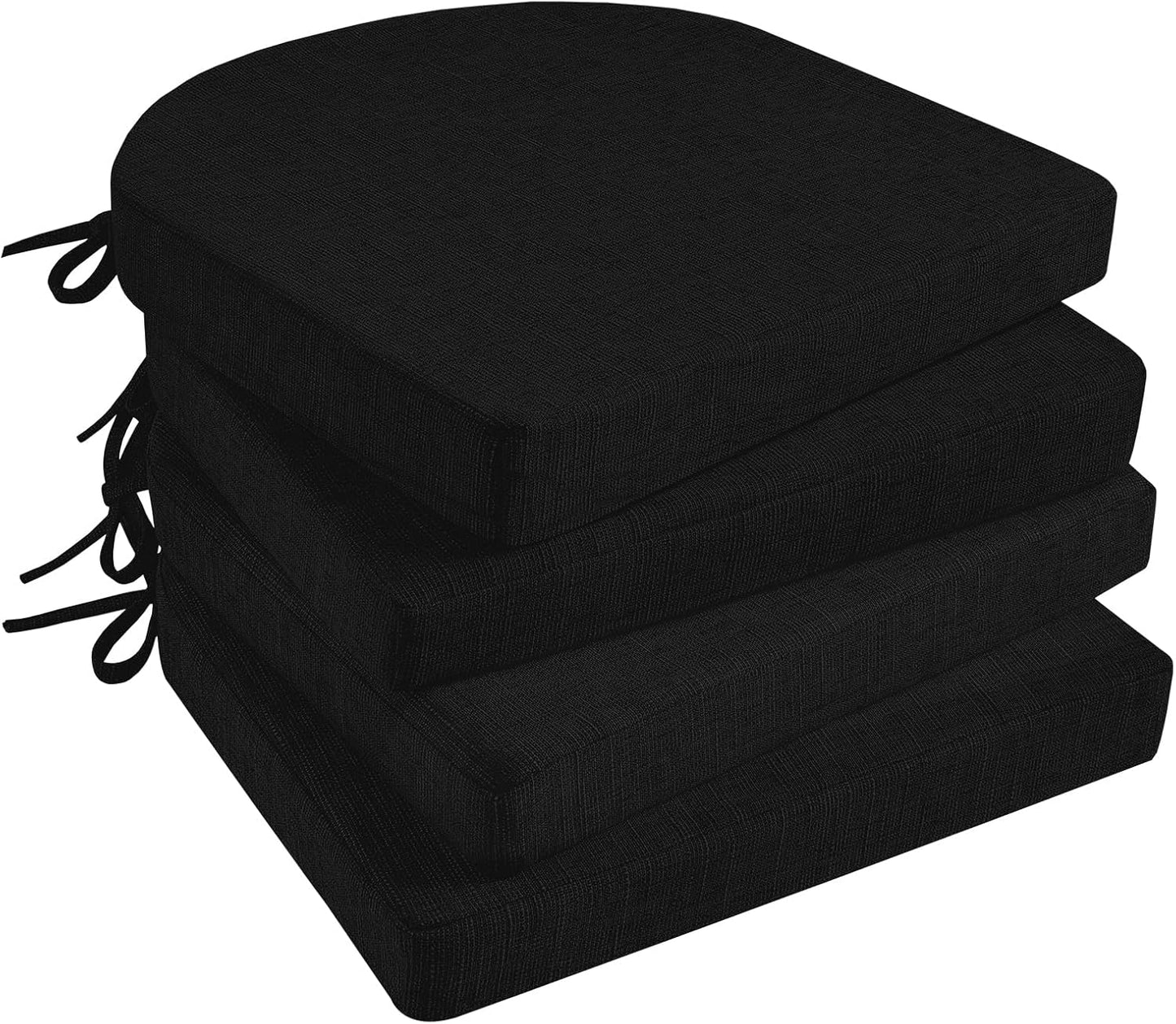 Basic Beyond Chair Cushions for Dining Chairs 4 Pack, Memory Foam Chair Cushion with Ties and Non Slip Backing, 16 x 16 inches Chair Pads for Dining Chairs(Brown)