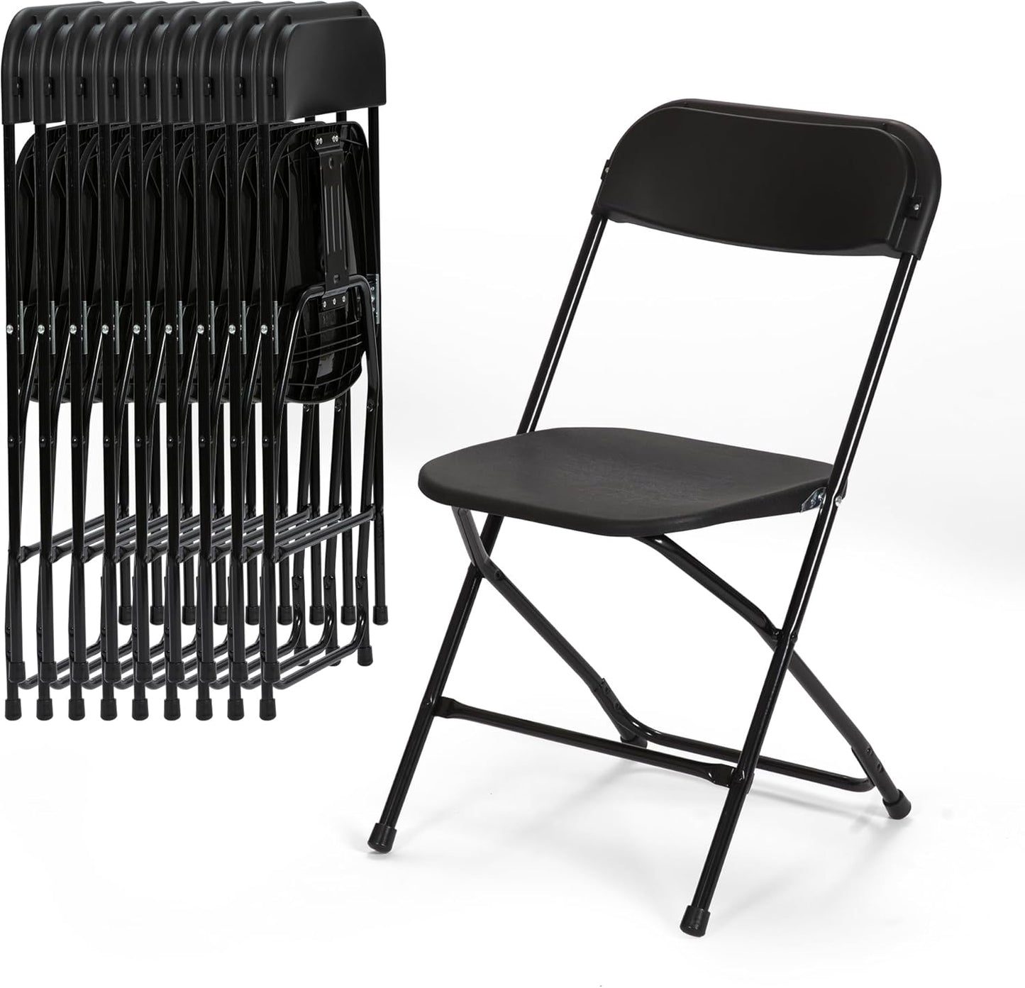 Real Relax 10 Pack Plastic Folding Chair, Lightweight Foldable Chair 350 LB Weight Capacity Commercial Chairs for Office Wedding Party Dinning Events Black