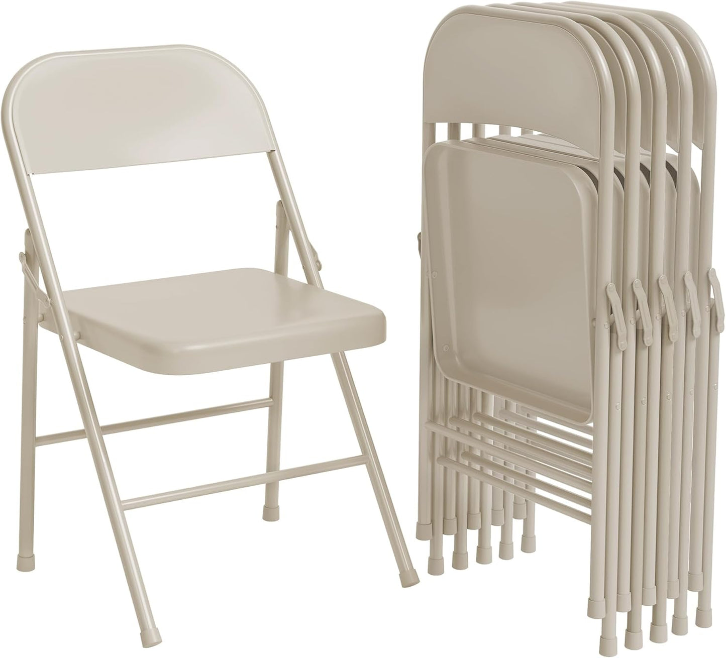 8 Pack All-Steel Folding Chairs with Backrest, Heavy Duty Metal Foldable Dining Chair Set of 8 Hold Up to 350 LBS, Black Portable Chair for Office, Indoor & Outdoor Events