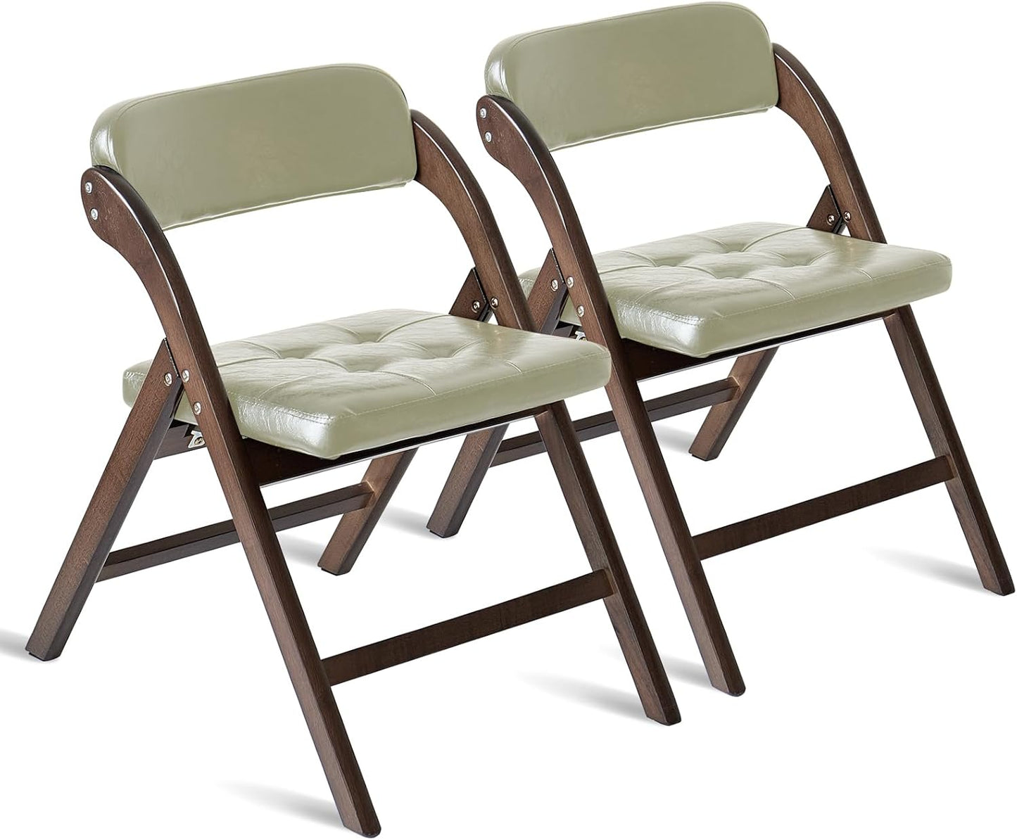 Wooden Folding Chairs Set of 2, Folding Chairs with Padded Seats, 31" Stackable Folding Dining Chairs, Folding Extra Chair for Banquet Room, Bedroom, Party Chairs, Blackgreen