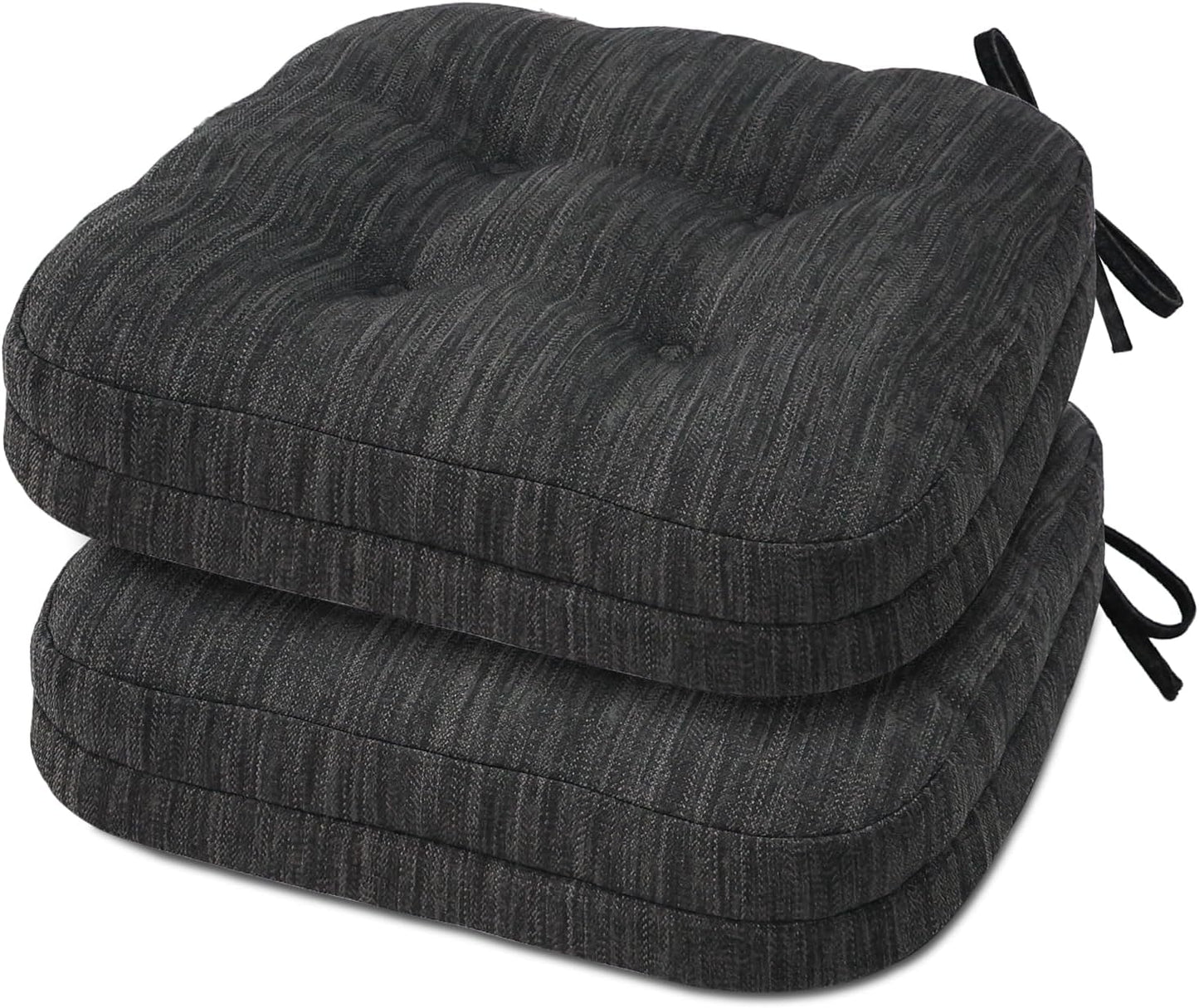 Shinnwa Dining Chair Cushions Set of 6, Dual-Layer Memory Foam Kitchen Chair Cushions, Patented Design Seat Pads with Ties, 16.5 x 16.5 x 3.5in, 6 Pack, Beige