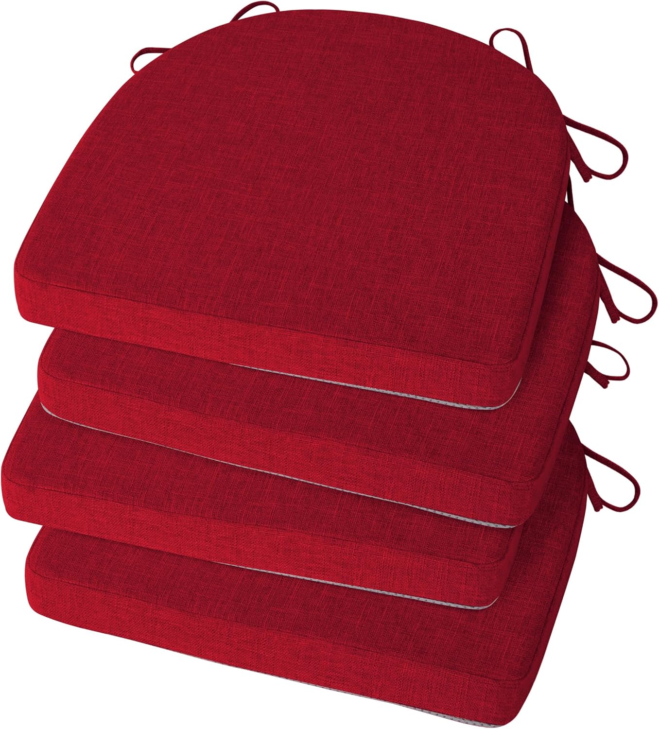 Chair Cushions for Dining Chairs 4 Pack Textured U-Shaped Kitchen Chair Cushions with Ties and Non-Slip Backing Indoor Chair Pads with Removable Cover (17"x17" Beige)