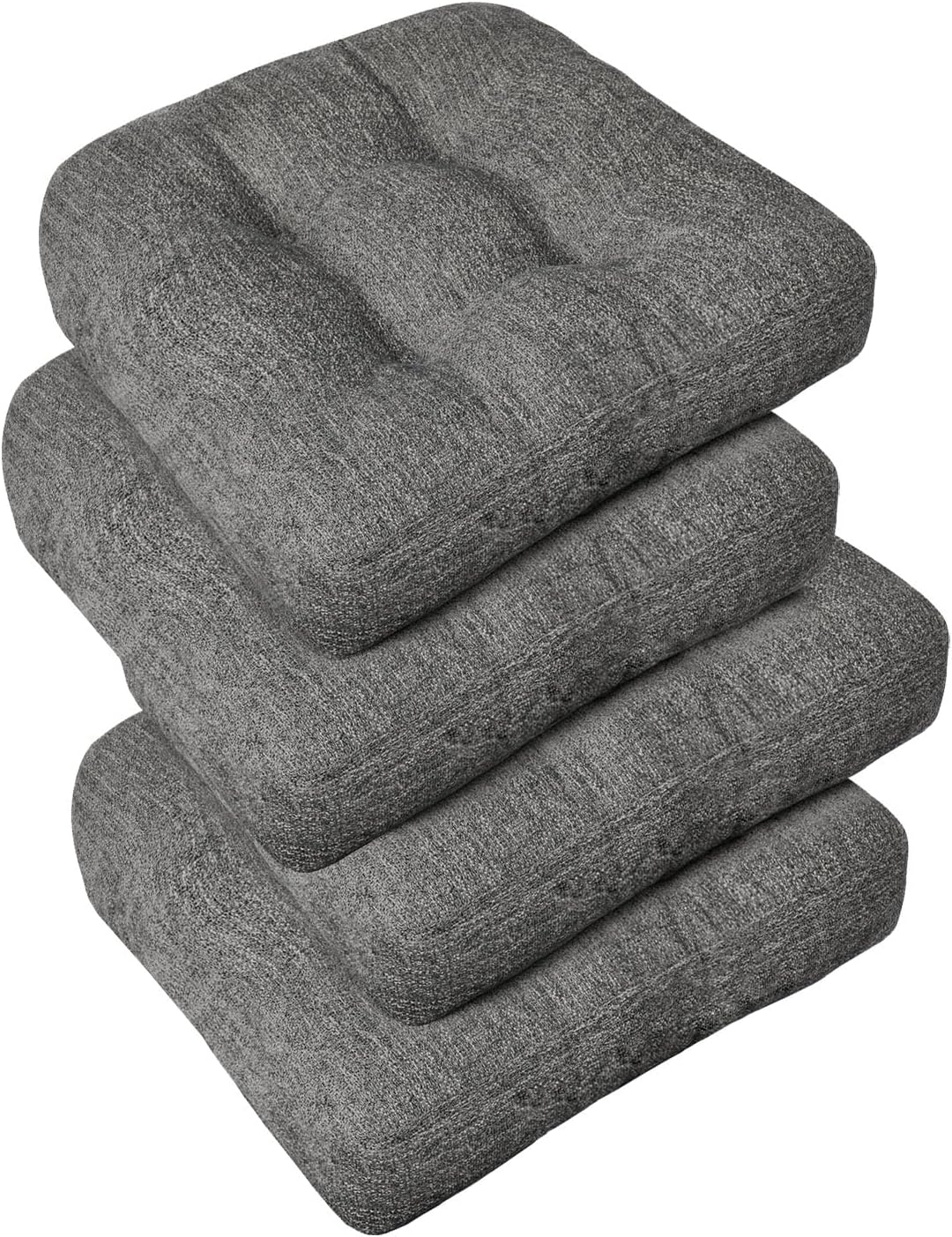 downluxe Chair Cushions for Dining Chairs 4 Pack, Tufted Indoor Chair Pads with Non-Slip Bottom, U-Shaped Kitchen Chair Cushions, 17"x17"x4", Beige