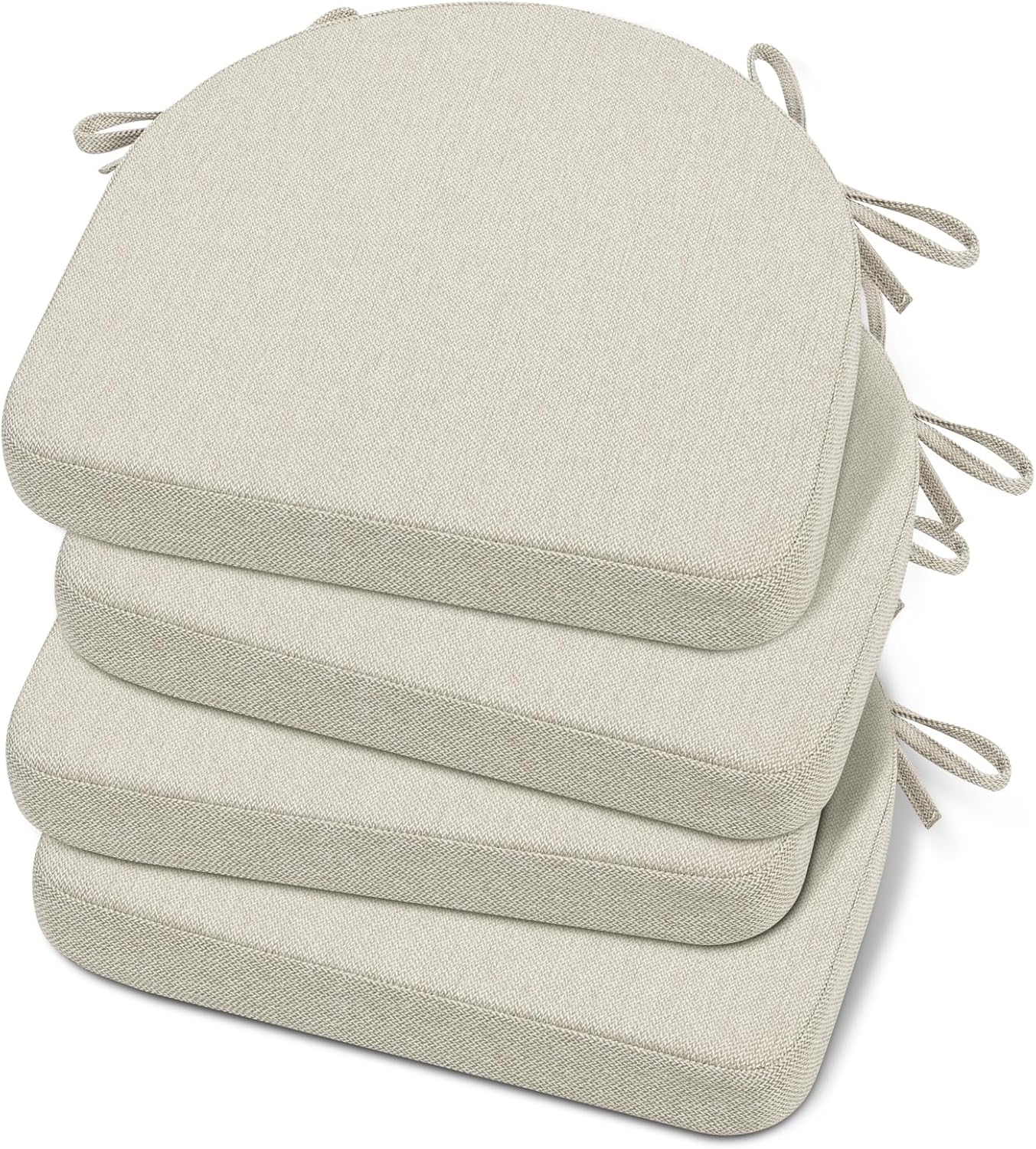 Shinnwa Kitchen Chair Cushions Set of 4, Non-Slip Dining Chair Cushions with Ties and Machine Washable Cover, 4 Pack, 17 x 16.5 x 2in, Off White