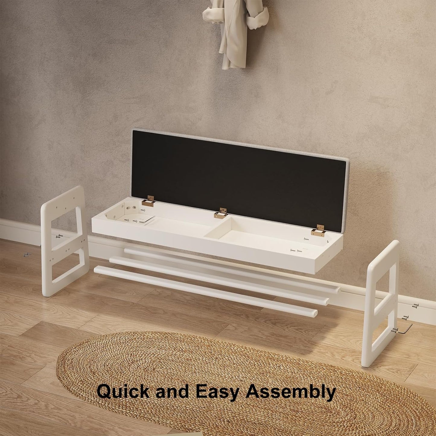 Shoe Rack Bench with Cushion,2 Tiers Shoe Bench with Flip-Top Storage,Wood Shoe Rack for Entryway,Hallway（White,39.3"）
