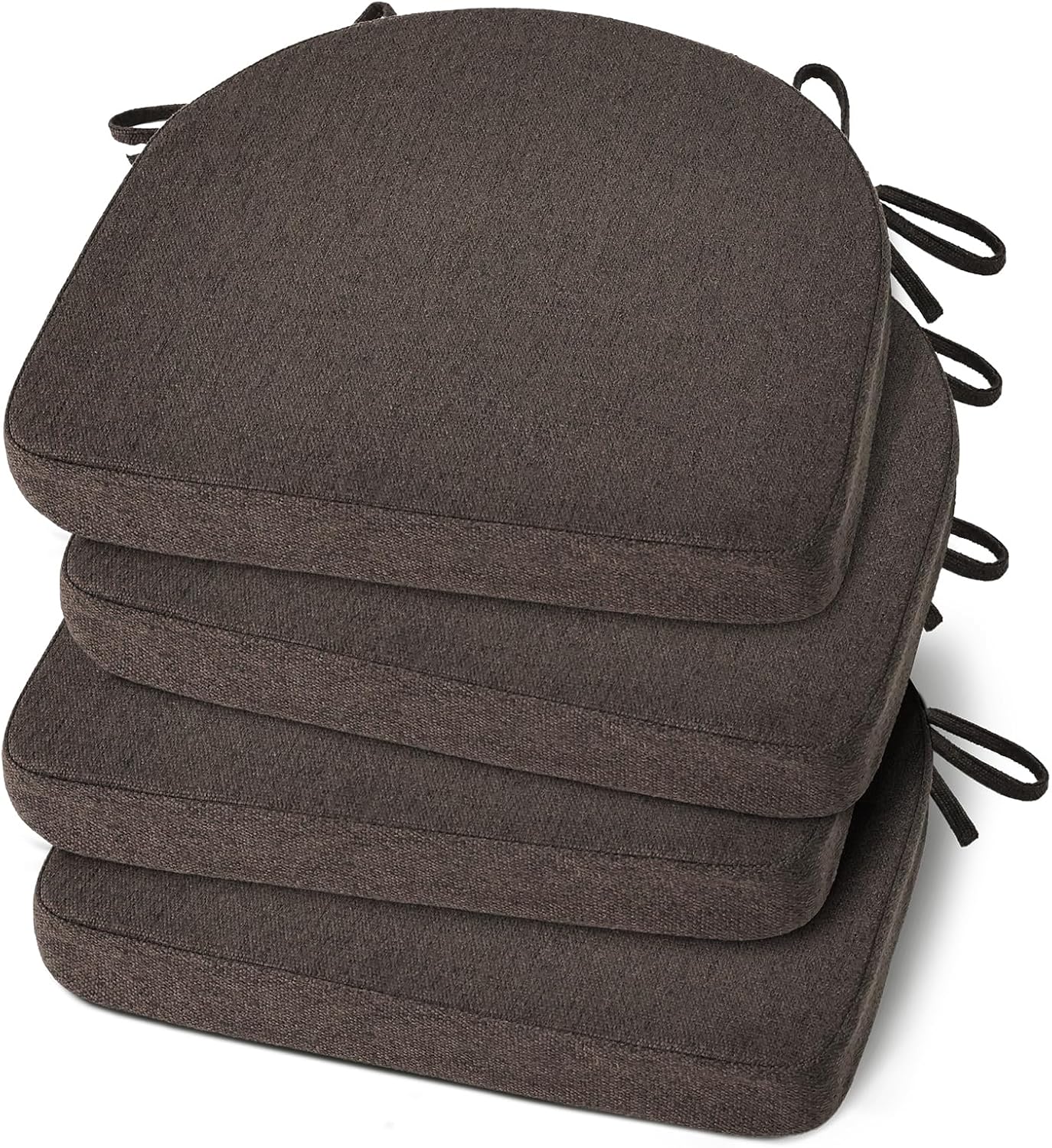 Shinnwa Kitchen Chair Cushions Set of 4, Non-Slip Dining Chair Cushions with Ties and Machine Washable Cover, 4 Pack, 17 x 16.5 x 2in, Off White