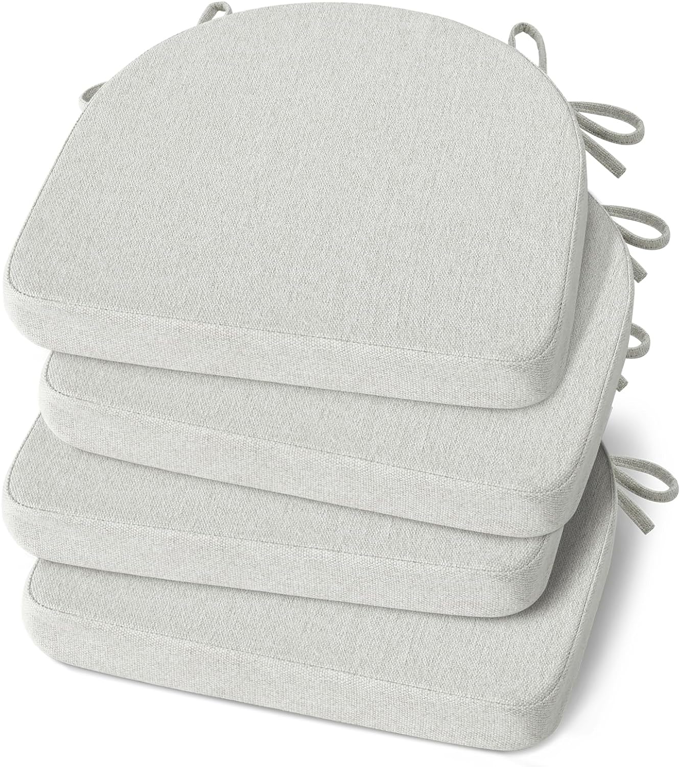 Shinnwa Kitchen Chair Cushions Set of 4, Non-Slip Dining Chair Cushions with Ties and Machine Washable Cover, 4 Pack, 17 x 16.5 x 2in, Off White