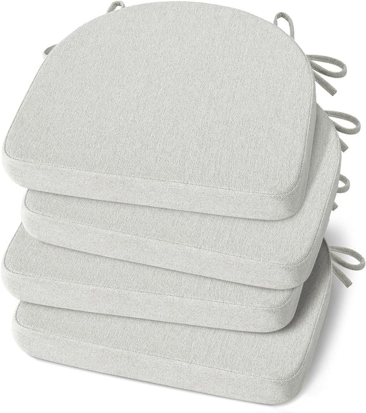 Shinnwa Kitchen Chair Cushions Set of 4, Non-Slip Dining Chair Cushions with Ties and Machine Washable Cover, 4 Pack, 17 x 16.5 x 2in, Off White