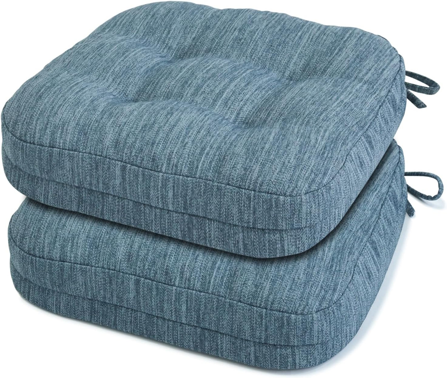 Shinnwa Dining Chair Cushions Set of 6, Dual-Layer Memory Foam Kitchen Chair Cushions, Patented Design Seat Pads with Ties, 16.5 x 16.5 x 3.5in, 6 Pack, Beige