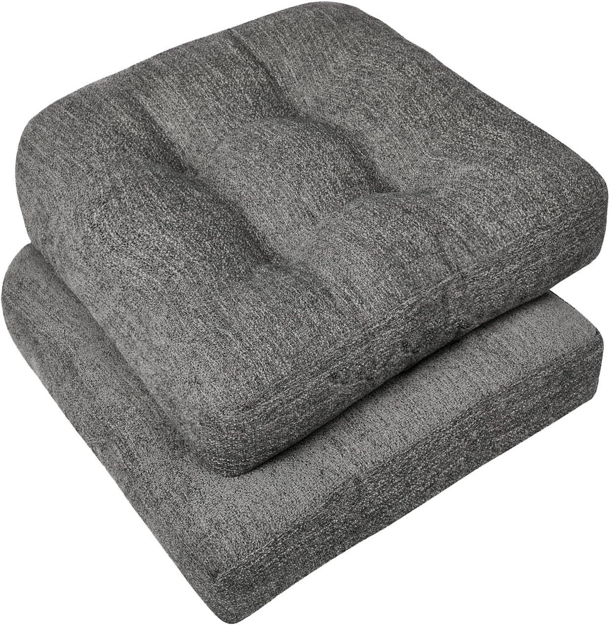 downluxe Chair Cushions for Dining Chairs 4 Pack, Tufted Indoor Chair Pads with Non-Slip Bottom, U-Shaped Kitchen Chair Cushions, 17"x17"x4", Beige