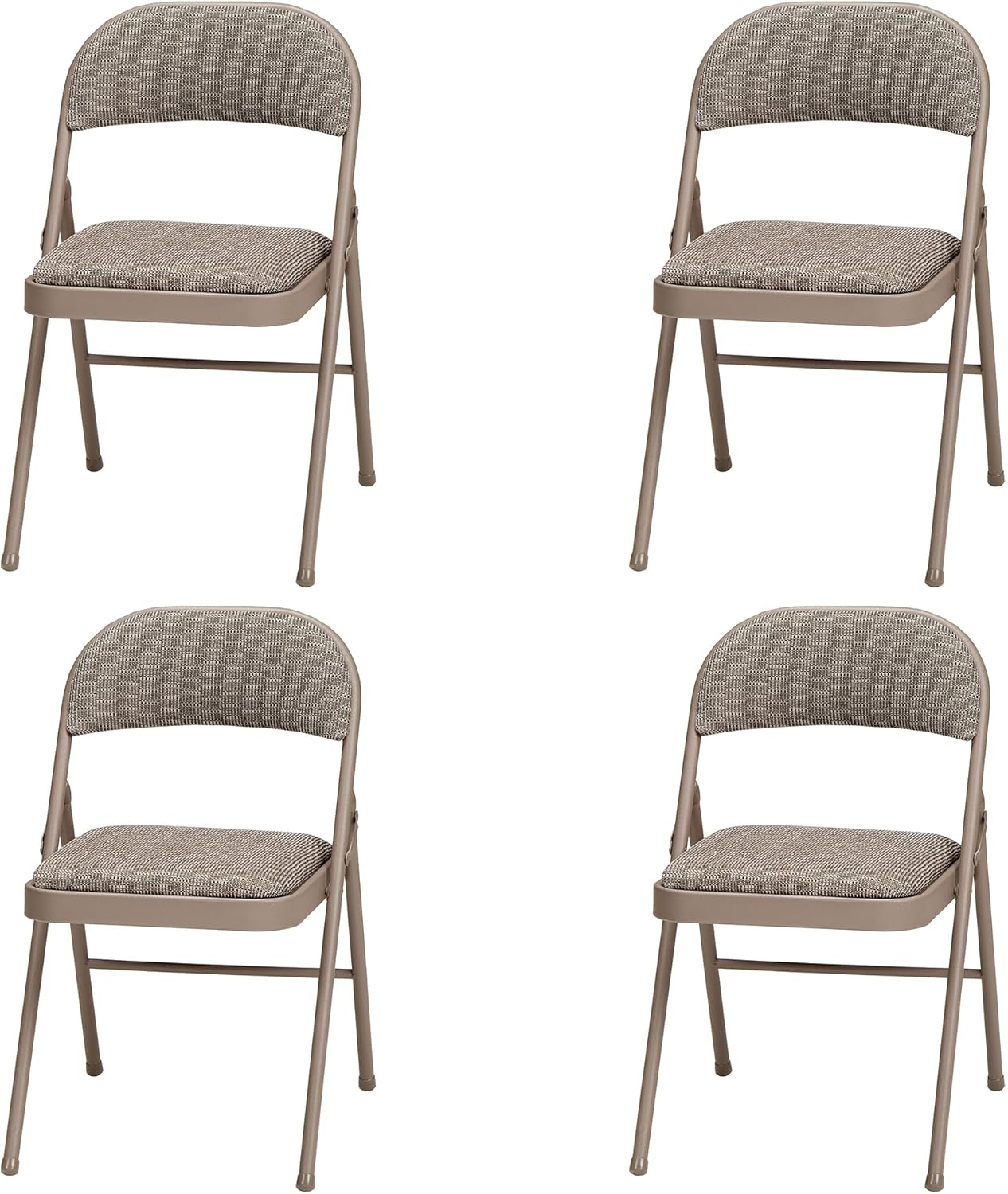 MECO 4 Pack Padded Folding Chairs, Cushioned Sand Fabric Foldable Chair, Buff