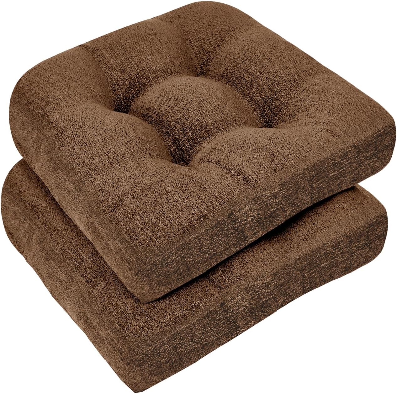downluxe Chair Cushions for Dining Chairs 4 Pack, Tufted Indoor Chair Pads with Non-Slip Bottom, U-Shaped Kitchen Chair Cushions, 17"x17"x4", Beige