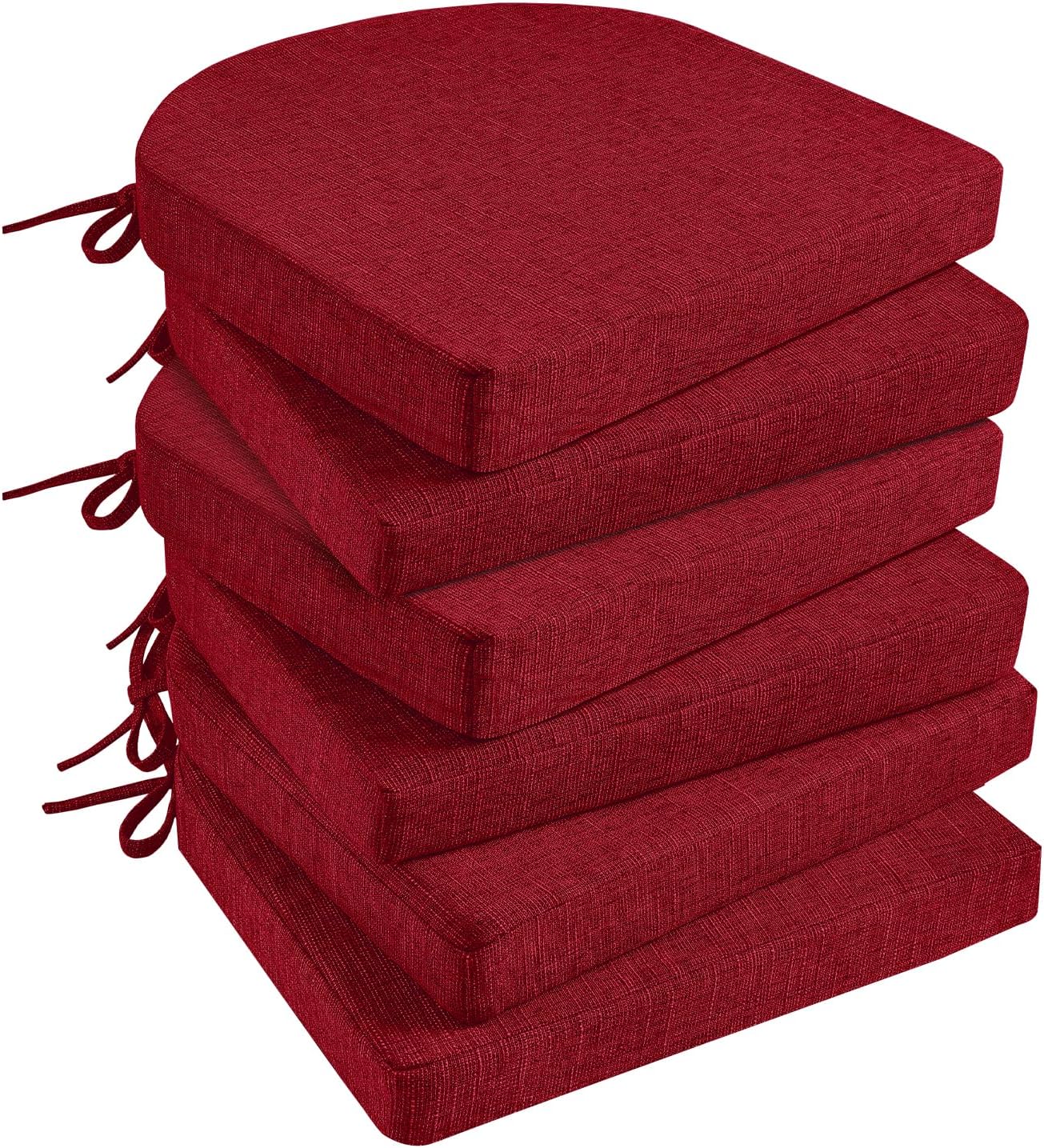 Basic Beyond Chair Cushions for Dining Chairs 4 Pack, Memory Foam Chair Cushion with Ties and Non Slip Backing, 16 x 16 inches Chair Pads for Dining Chairs(Brown)