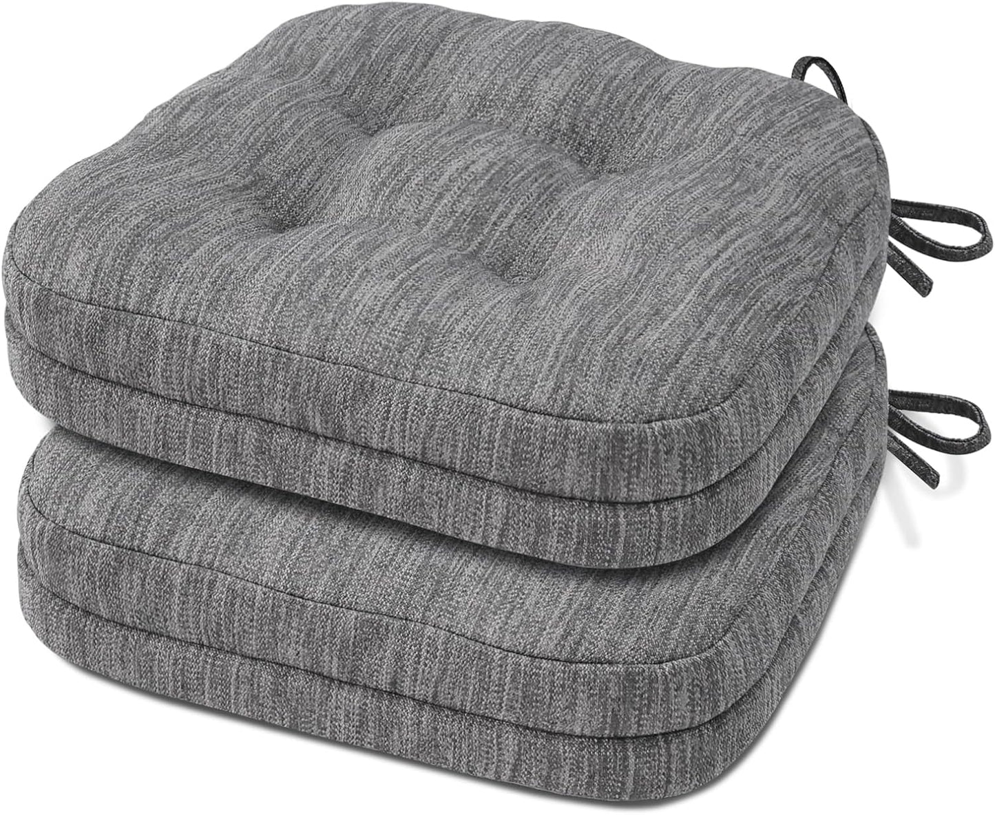Shinnwa Dining Chair Cushions Set of 6, Dual-Layer Memory Foam Kitchen Chair Cushions, Patented Design Seat Pads with Ties, 16.5 x 16.5 x 3.5in, 6 Pack, Beige