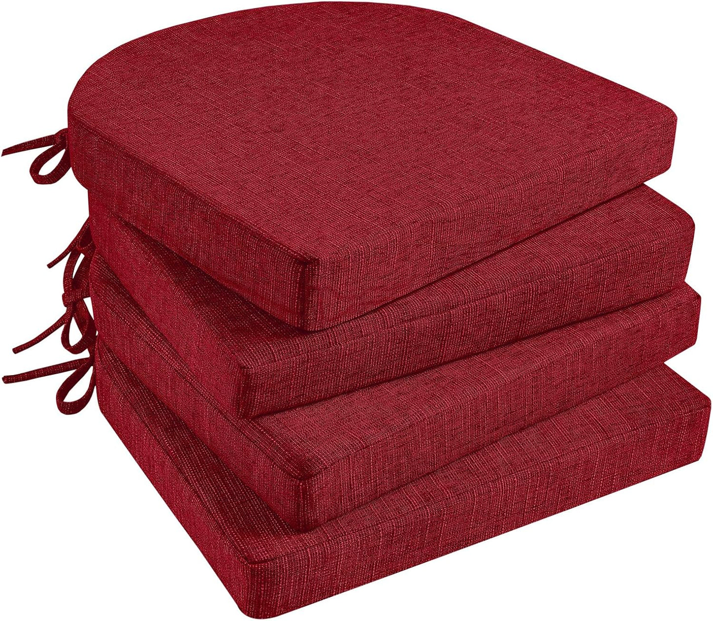 Basic Beyond Chair Cushions for Dining Chairs 4 Pack, Memory Foam Chair Cushion with Ties and Non Slip Backing, 16 x 16 inches Chair Pads for Dining Chairs(Brown)