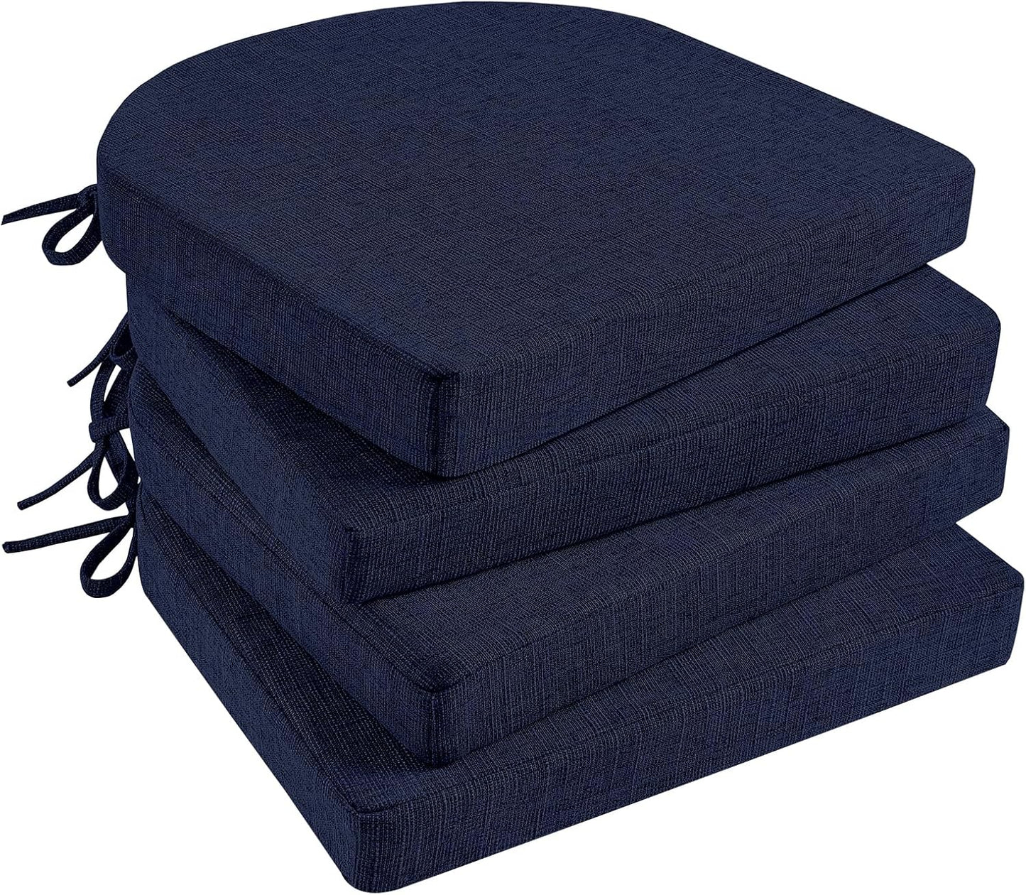 Basic Beyond Chair Cushions for Dining Chairs 4 Pack, Memory Foam Chair Cushion with Ties and Non Slip Backing, 16 x 16 inches Chair Pads for Dining Chairs(Brown)