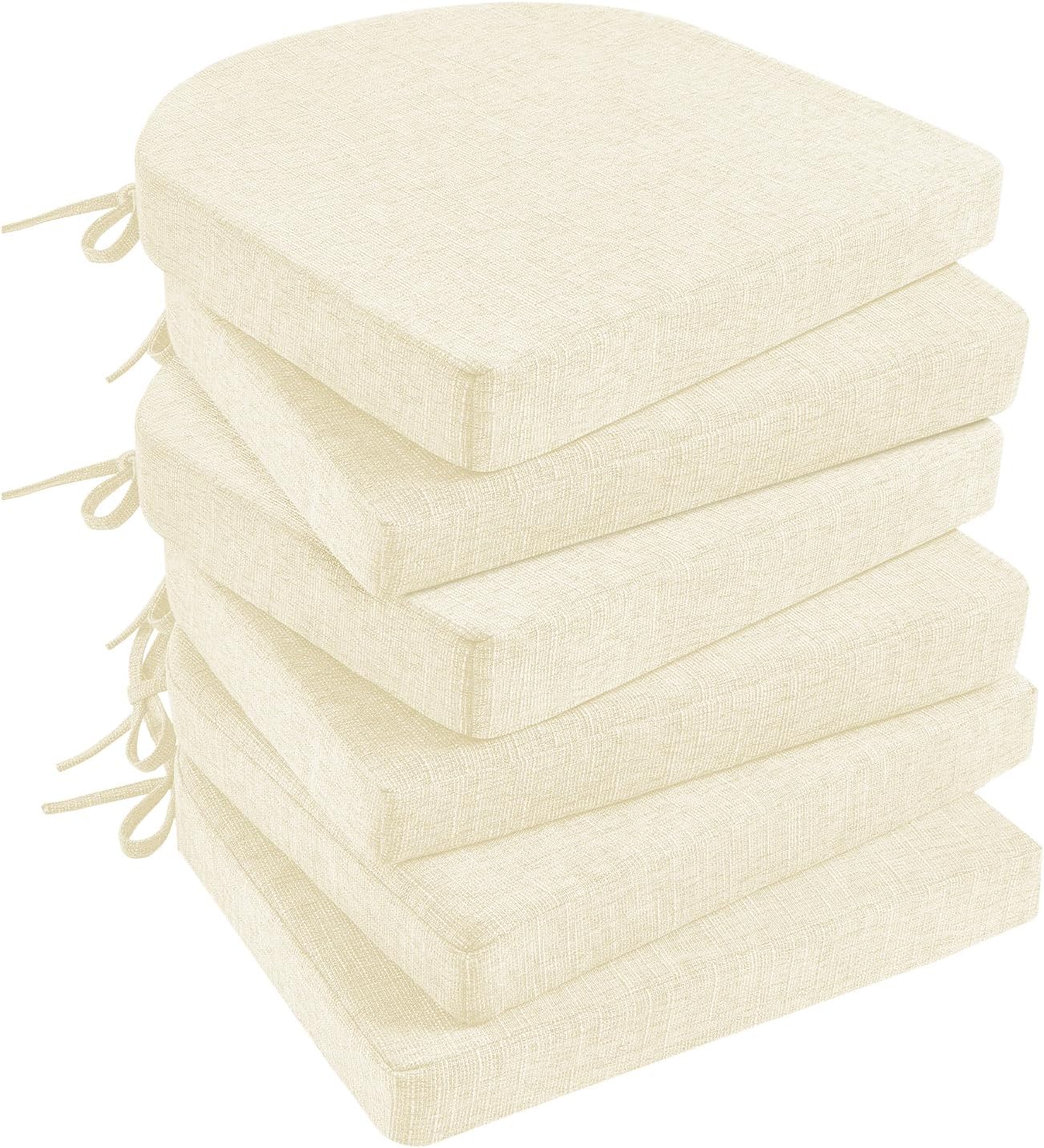 Basic Beyond Chair Cushions for Dining Chairs 4 Pack, Memory Foam Chair Cushion with Ties and Non Slip Backing, 16 x 16 inches Chair Pads for Dining Chairs(Brown)