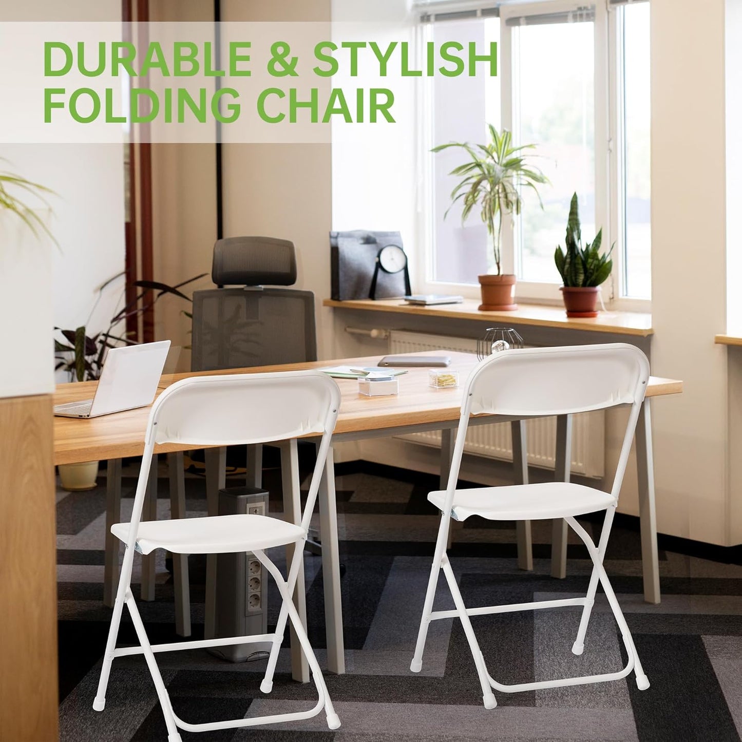 Real Relax 10 Pack Plastic Folding Chair, Lightweight Foldable Chair 350 LB Weight Capacity Commercial Chairs for Office Wedding Party Dinning Events White