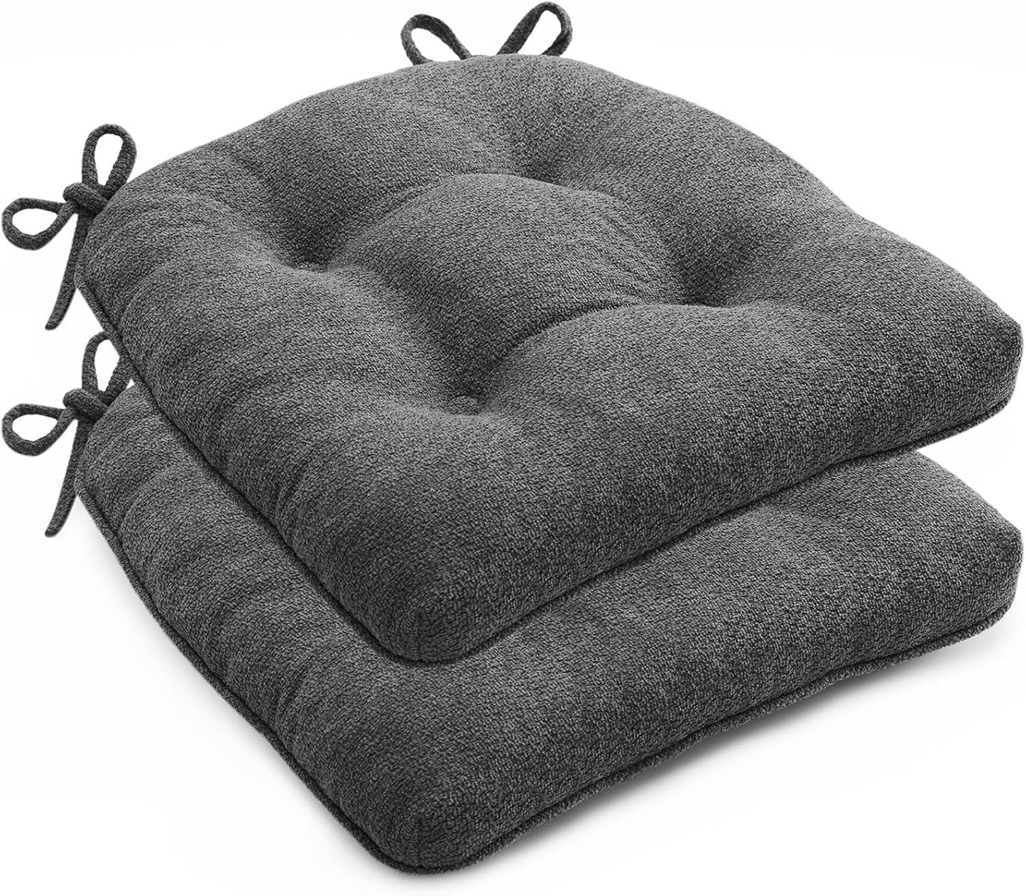 Chair Cushions Set of 6 for Dining Chairs, 16.5"x15.5" Kitchen Chair Pads with Memory Foam, Non-Slip Bottom & Ties, Tufted Indoor Seat Cushions for Home Use – Navy