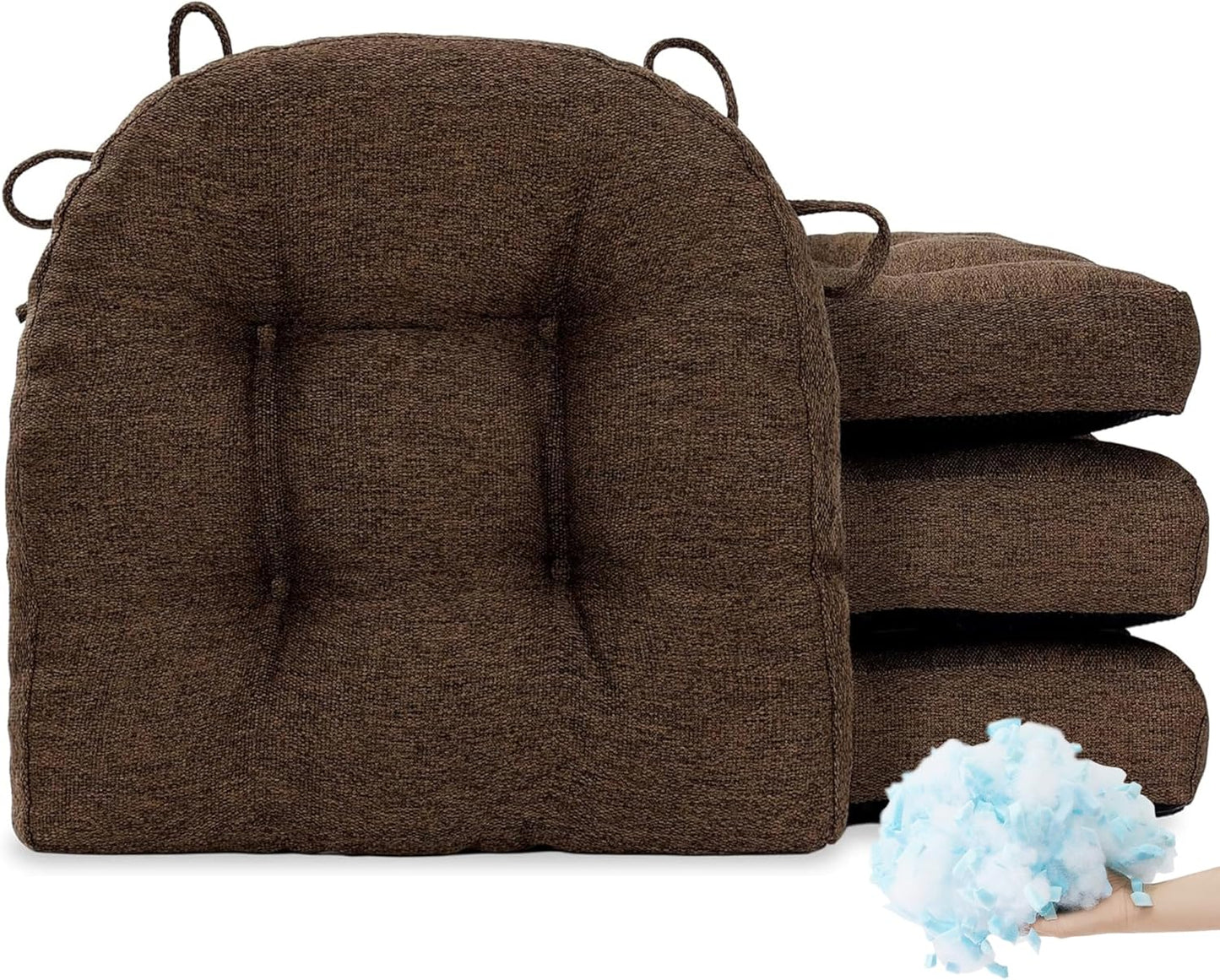 Tromlycs Chair Cushions for Dining Chairs Kitchen Seat Cushions Room Set of 4 Pads with Ties Indoor Non Slip Office 18 x 18 Inch, Beige