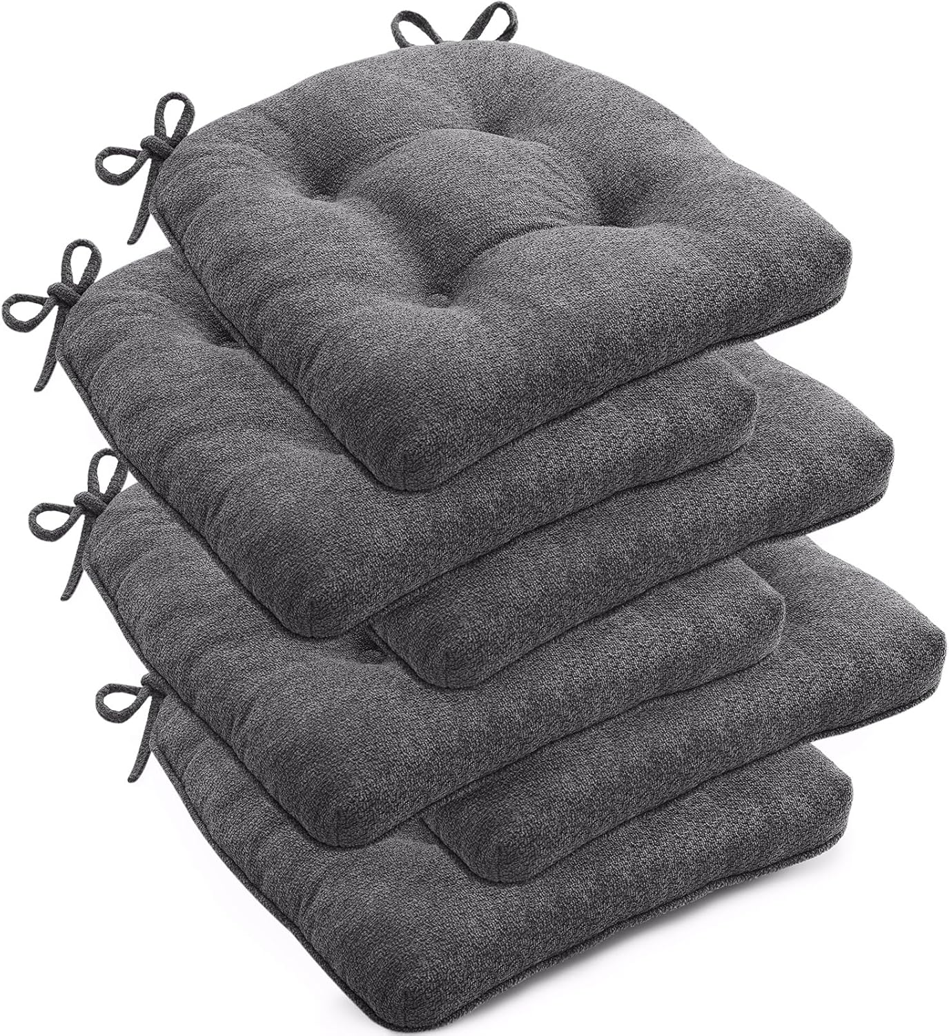 Chair Cushions Set of 6 for Dining Chairs, 16.5"x15.5" Kitchen Chair Pads with Memory Foam, Non-Slip Bottom & Ties, Tufted Indoor Seat Cushions for Home Use – Navy