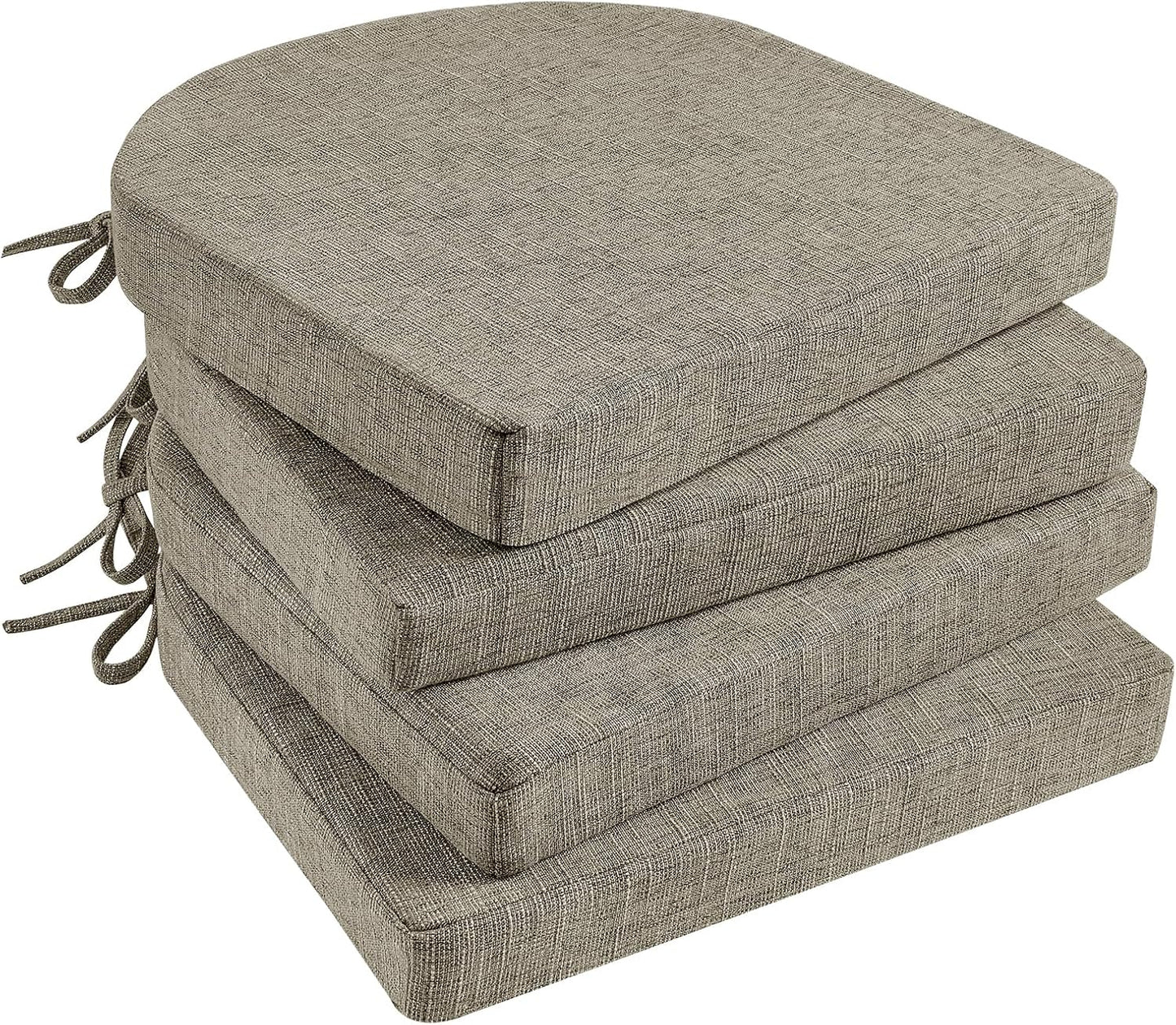 Basic Beyond Chair Cushions for Dining Chairs 4 Pack, Memory Foam Chair Cushion with Ties and Non Slip Backing, 16 x 16 inches Chair Pads for Dining Chairs(Brown)