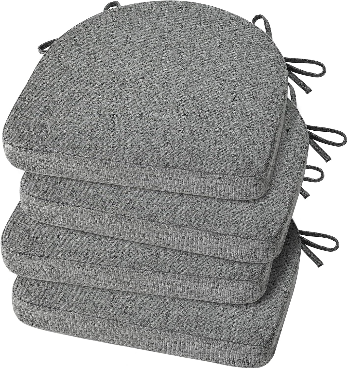 Shinnwa Kitchen Chair Cushions Set of 4, Non-Slip Dining Chair Cushions with Ties and Machine Washable Cover, 4 Pack, 17 x 16.5 x 2in, Off White