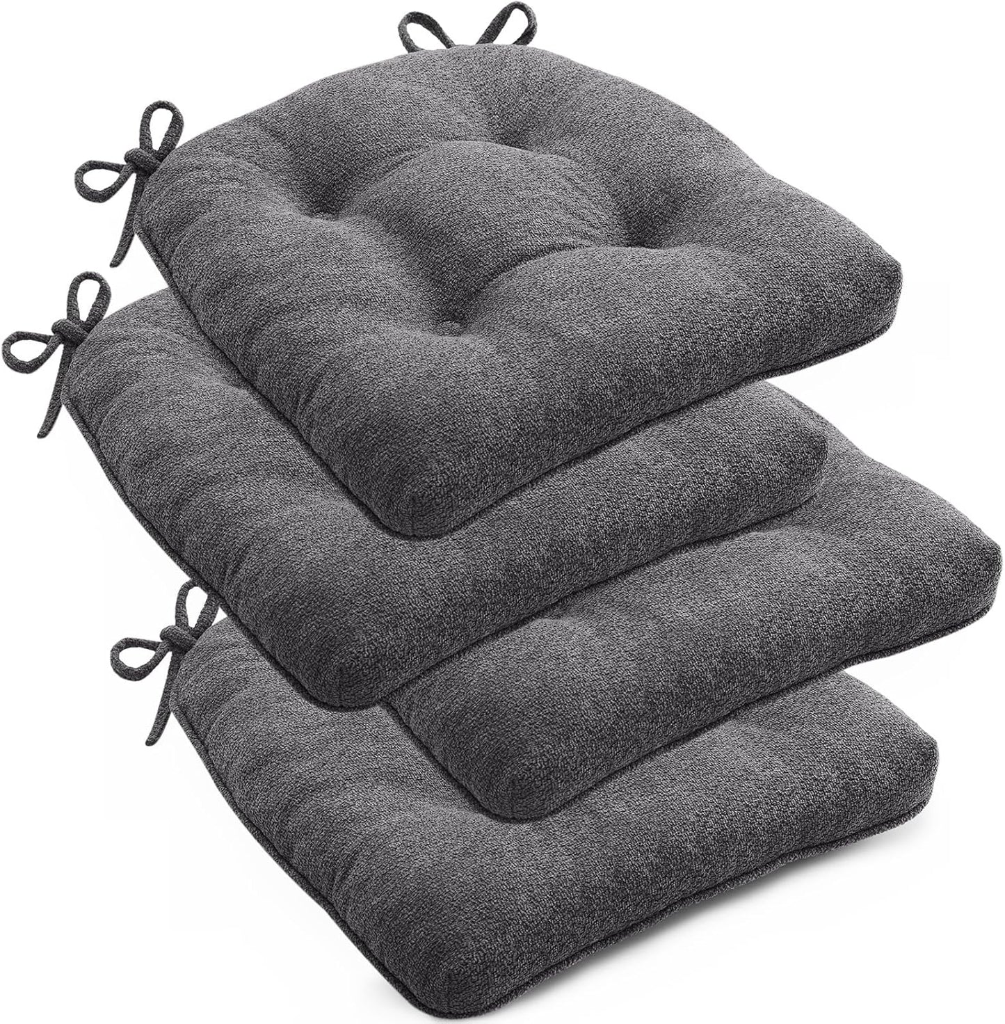 Chair Cushions Set of 6 for Dining Chairs, 16.5"x15.5" Kitchen Chair Pads with Memory Foam, Non-Slip Bottom & Ties, Tufted Indoor Seat Cushions for Home Use – Navy