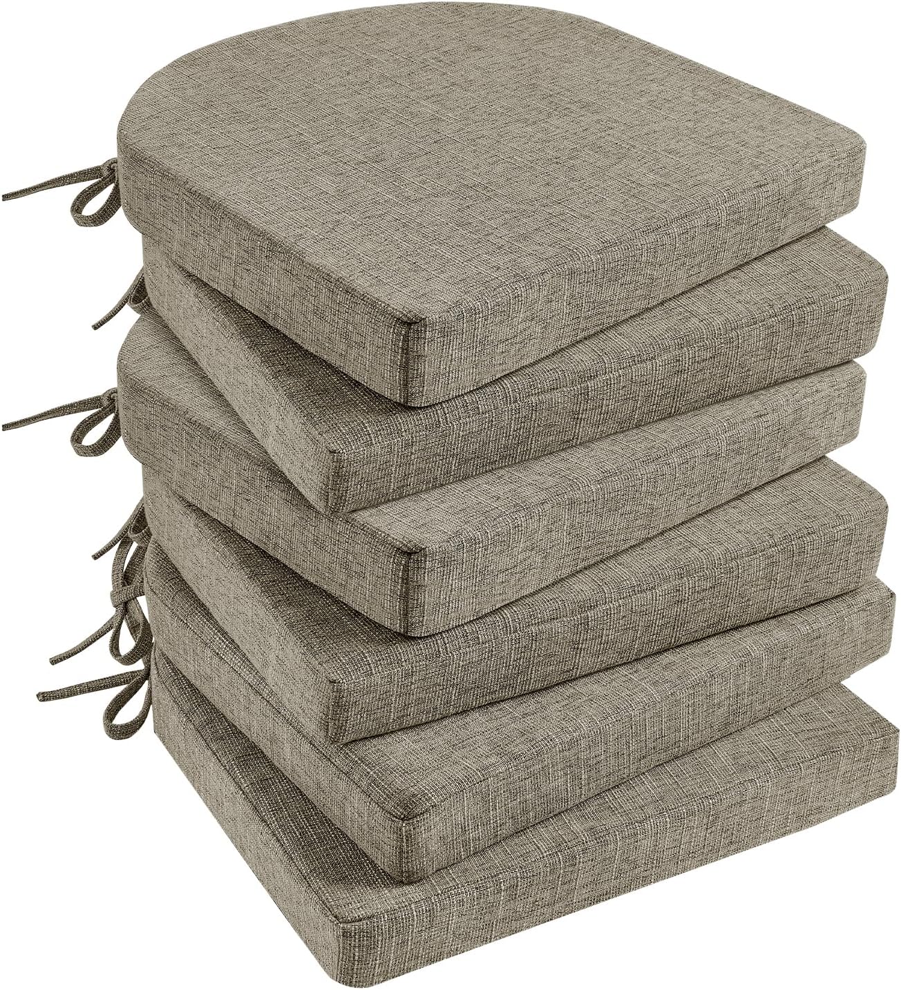 Basic Beyond Chair Cushions for Dining Chairs 4 Pack, Memory Foam Chair Cushion with Ties and Non Slip Backing, 16 x 16 inches Chair Pads for Dining Chairs(Brown)