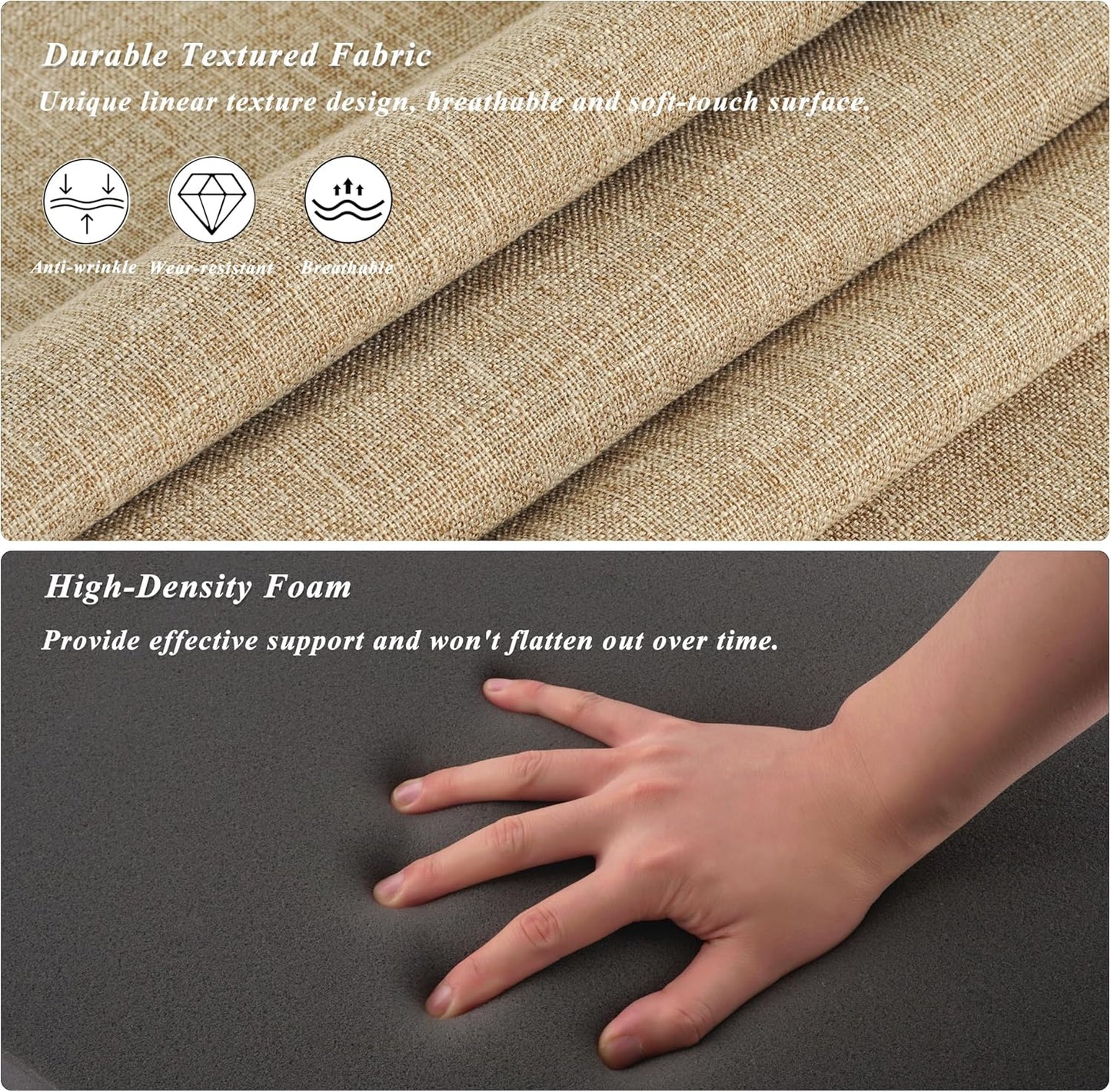 Chair Cushions for Dining Chairs 4 Pack Textured U-Shaped Kitchen Chair Cushions with Ties and Non-Slip Backing Indoor Chair Pads with Removable Cover (17"x17" Beige)