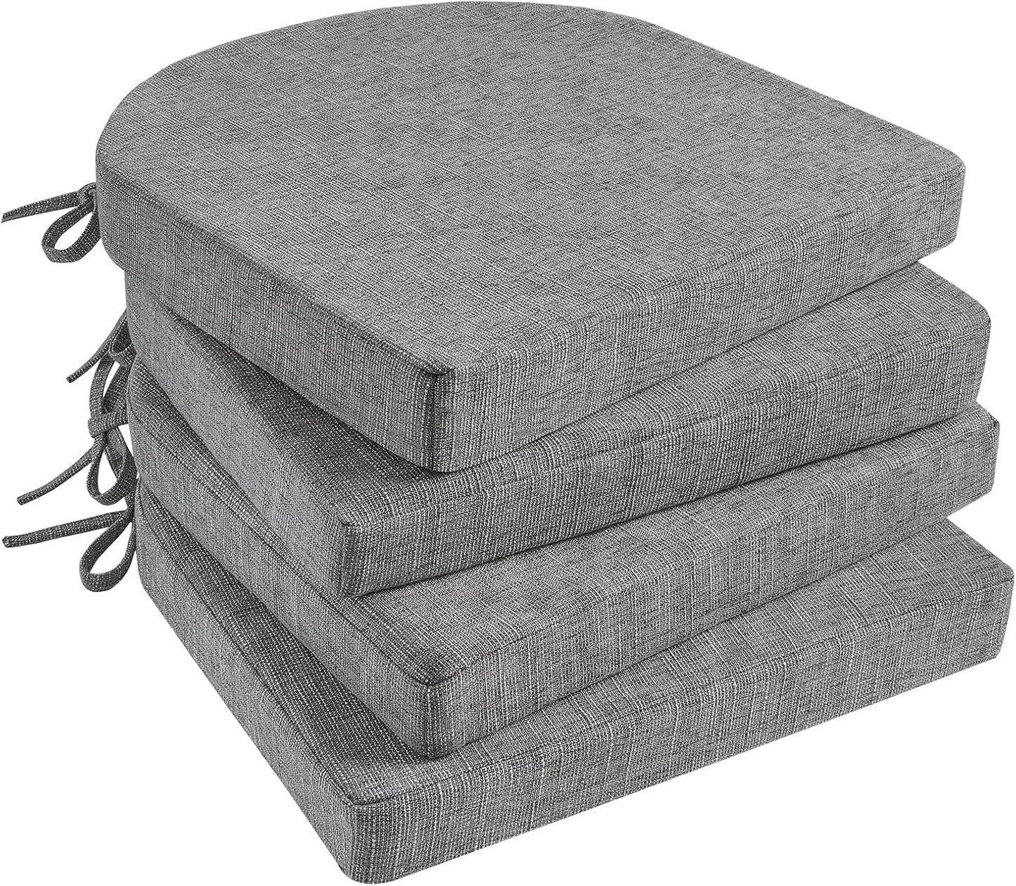 Basic Beyond Chair Cushions for Dining Chairs 4 Pack, Memory Foam Chair Cushion with Ties and Non Slip Backing, 16 x 16 inches Chair Pads for Dining Chairs(Brown)
