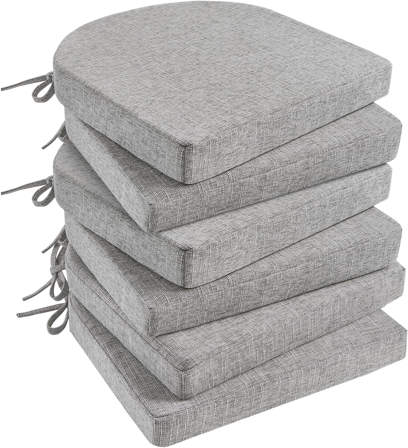 Basic Beyond Chair Cushions for Dining Chairs 4 Pack, Memory Foam Chair Cushion with Ties and Non Slip Backing, 16 x 16 inches Chair Pads for Dining Chairs(Brown)