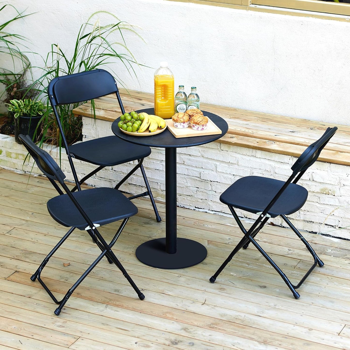 Real Relax 10 Pack Plastic Folding Chair, Lightweight Foldable Chair 350 LB Weight Capacity Commercial Chairs for Office Wedding Party Dinning Events Black