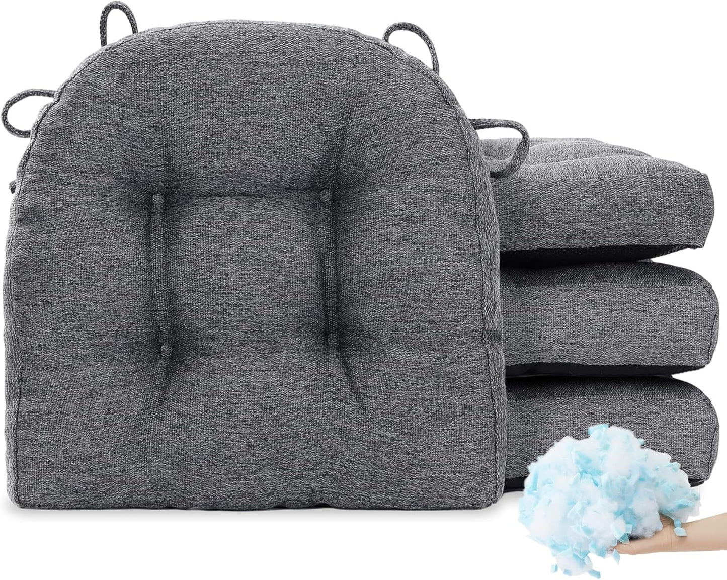 Tromlycs Chair Cushions for Dining Chairs Kitchen Seat Cushions Room Set of 4 Pads with Ties Indoor Non Slip Office 18 x 18 Inch, Beige