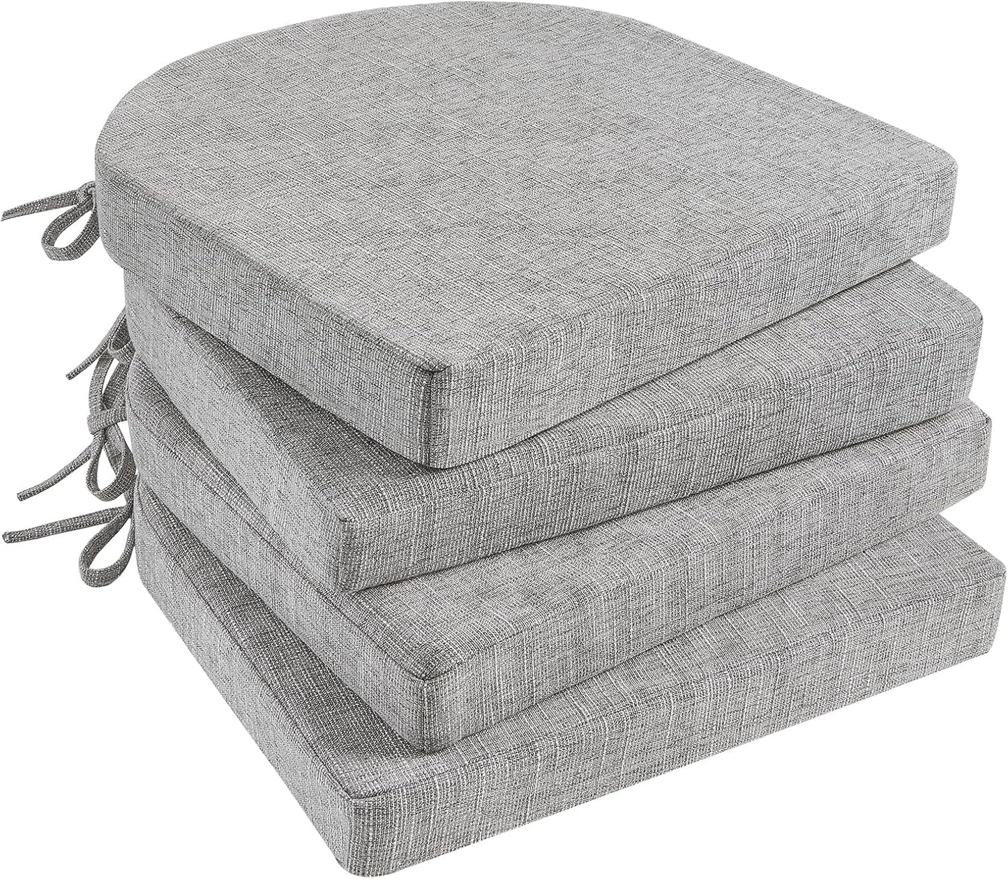 Basic Beyond Chair Cushions for Dining Chairs 4 Pack, Memory Foam Chair Cushion with Ties and Non Slip Backing, 16 x 16 inches Chair Pads for Dining Chairs(Brown)